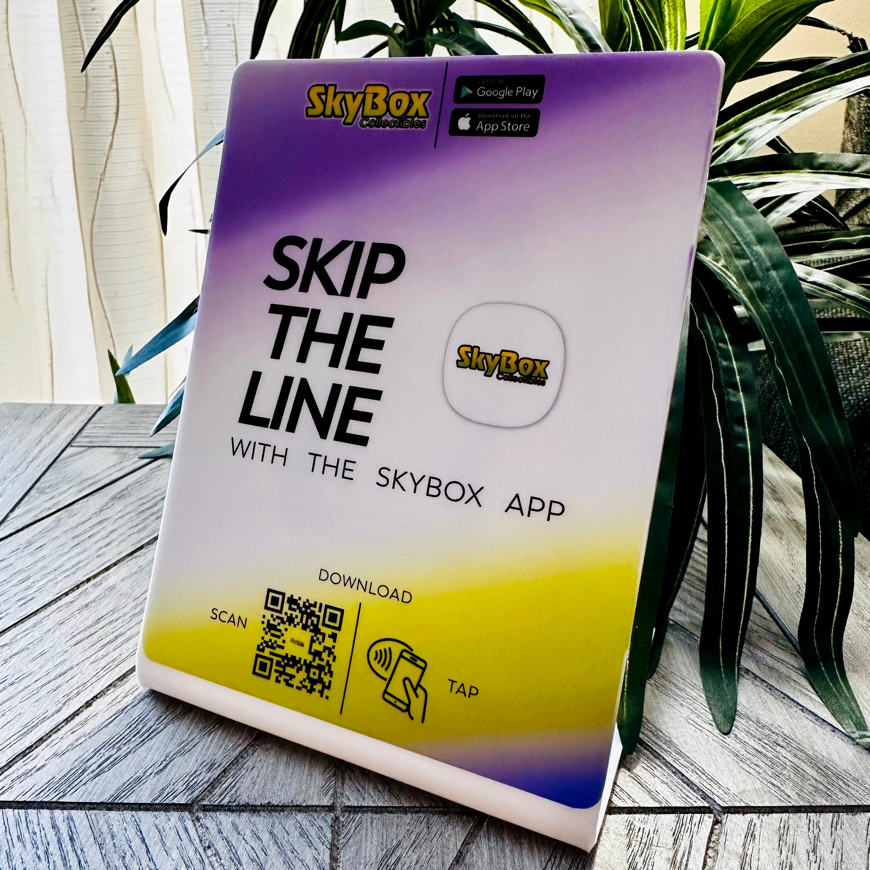 Custom stand up nfc tap sign. custom logo and artwork, QR. Tap to share contact info or google review