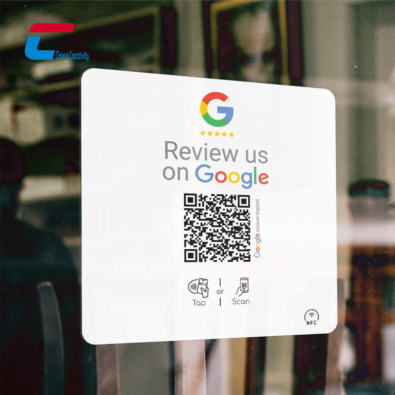 Tap & QR window review sticker. Google reviews