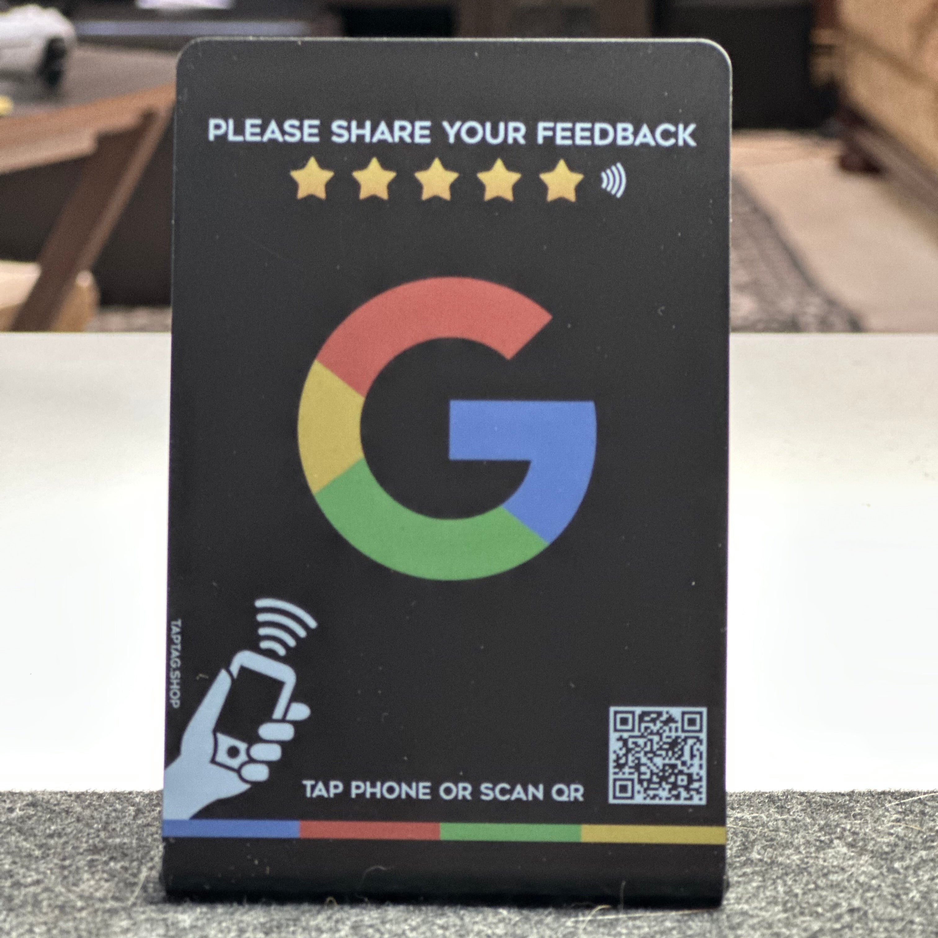 Black Google Tap QR Review Standup Sign