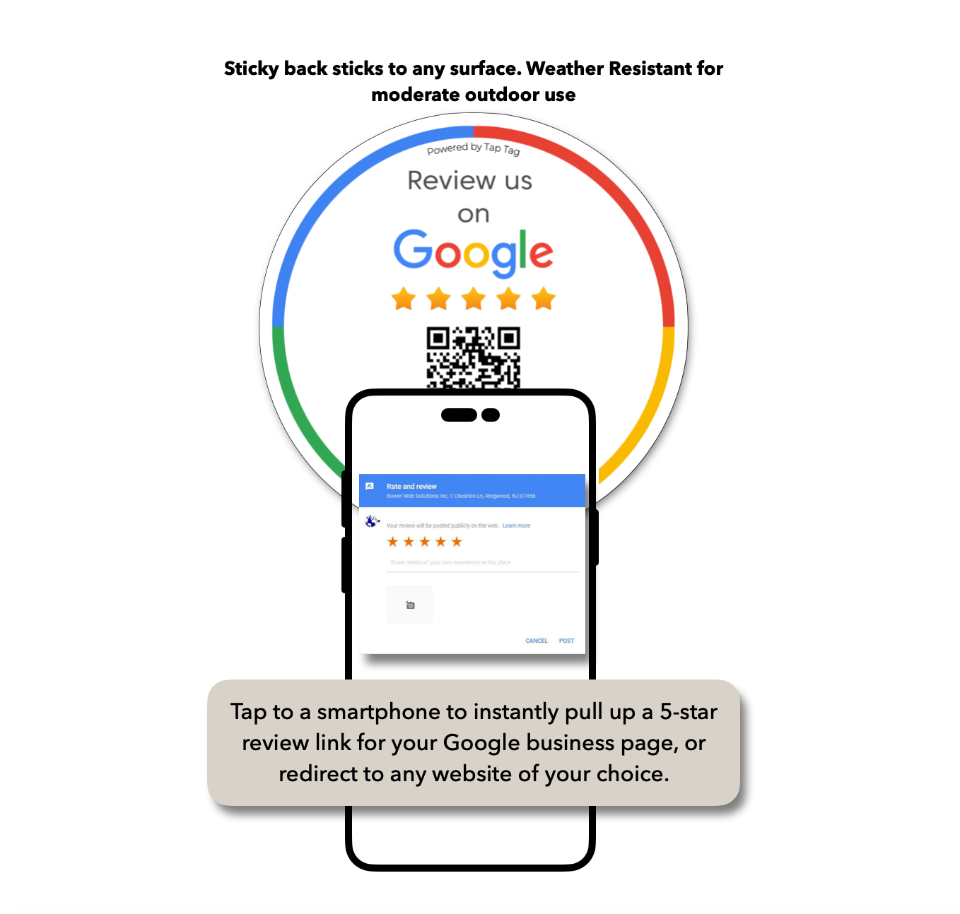 Tap Google review counter Plate, Counter sign, Tap for reviews. Sticky backside