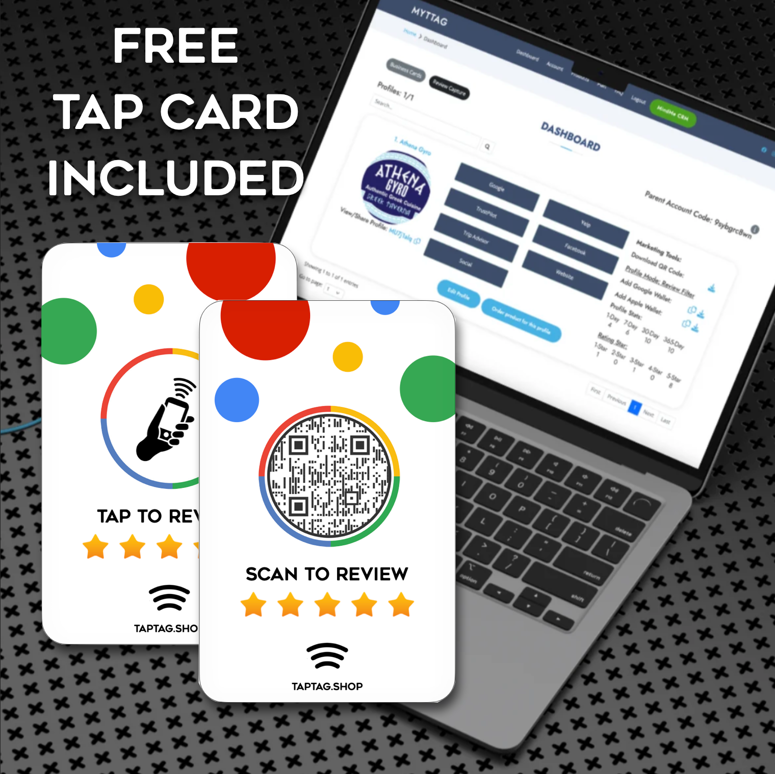 Free review tap card with purchase