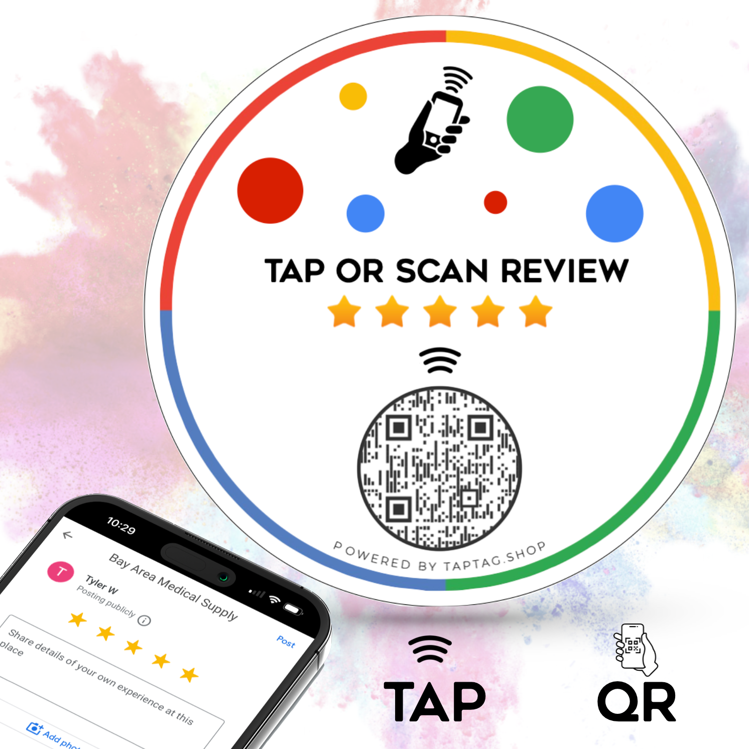 Dynamic review counter tap sign