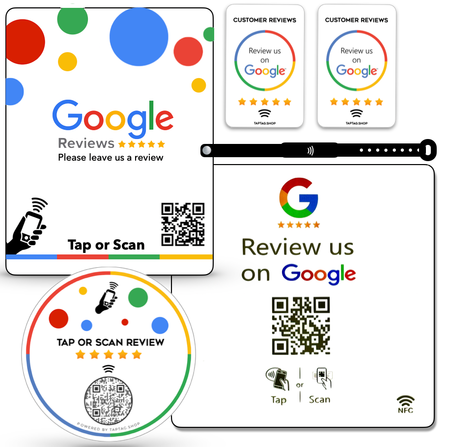 Tap Google review products for businesses. Tap To leave a google review. Multiple product options in each pack