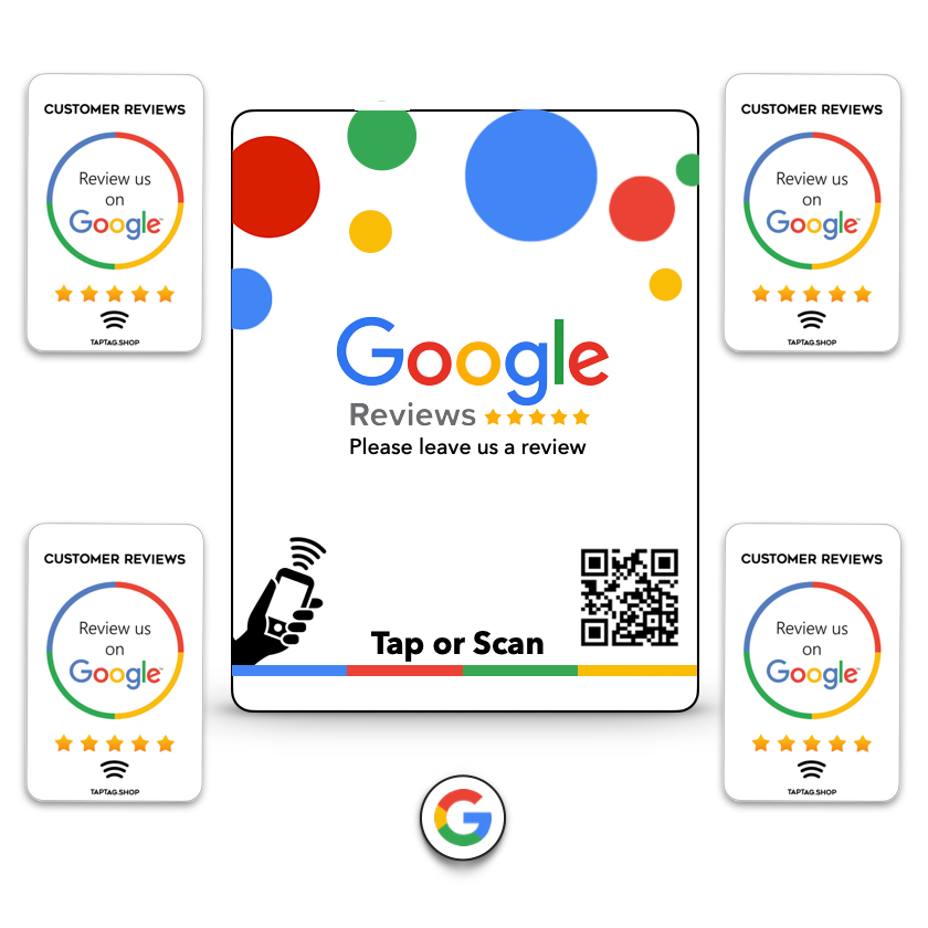Tap Google review products for businesses. Tap To leave a google review. Multiple product options in each pack
