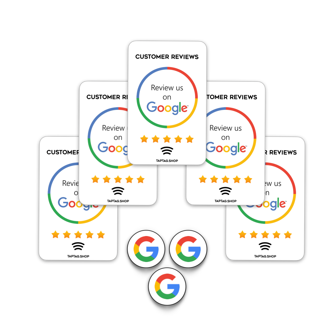Tap Google review products for businesses. Tap To leave a google review. Multiple product options in each pack