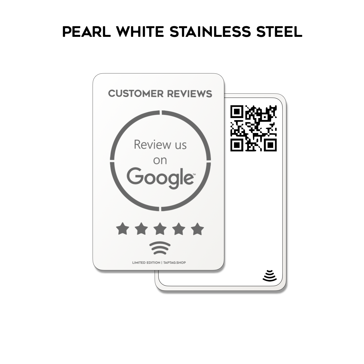 Stainless steel metal google tap review card, tap fro reviews.