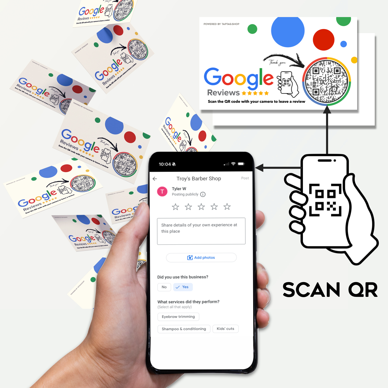 Paper google review cards to handout to capture google reviews