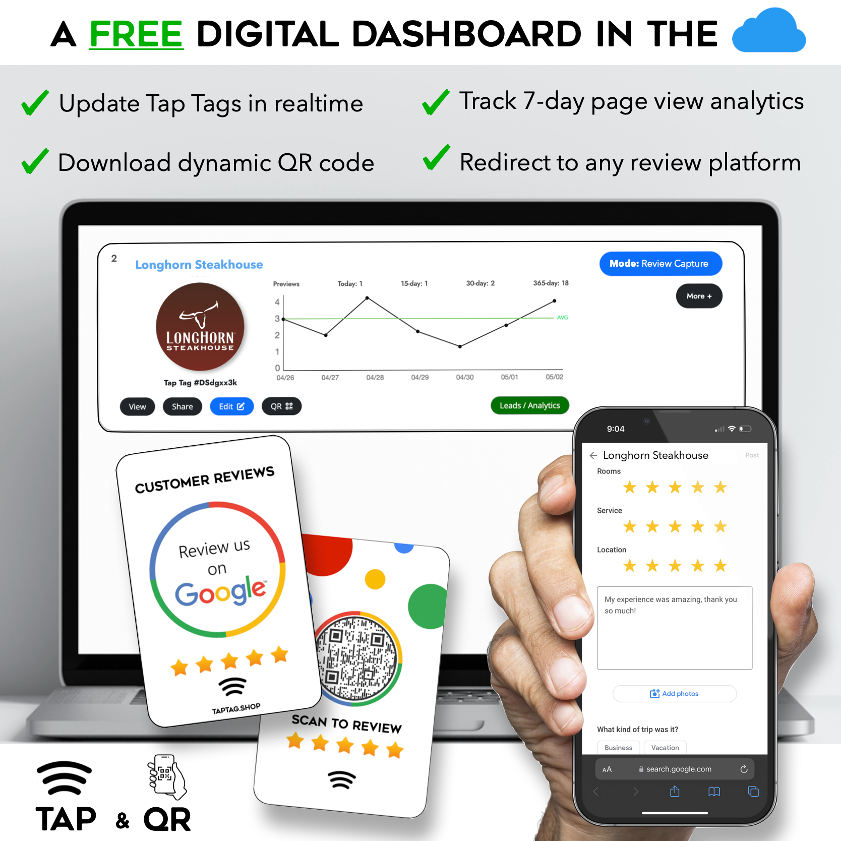 Tap google card with dashboard for free