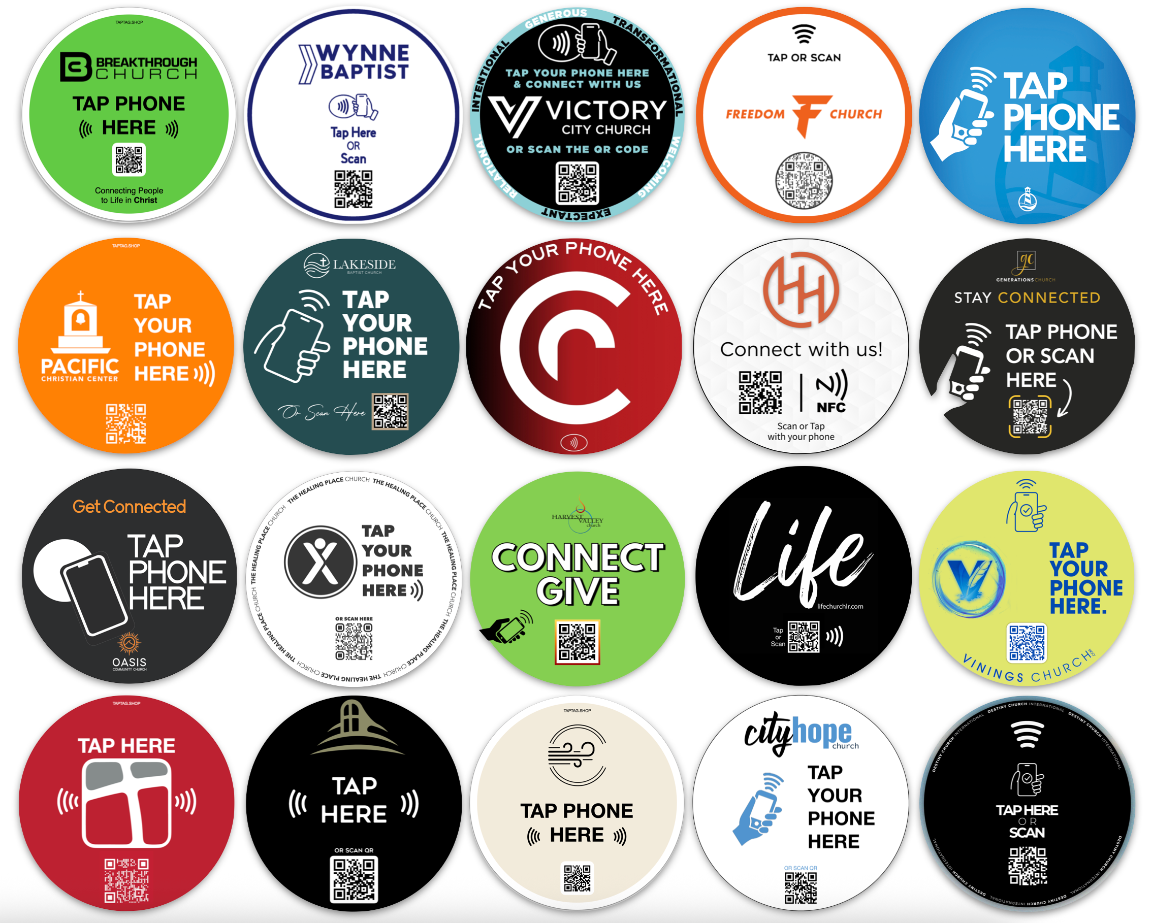 Tap & QR Sign for Churches & Seating - Custom