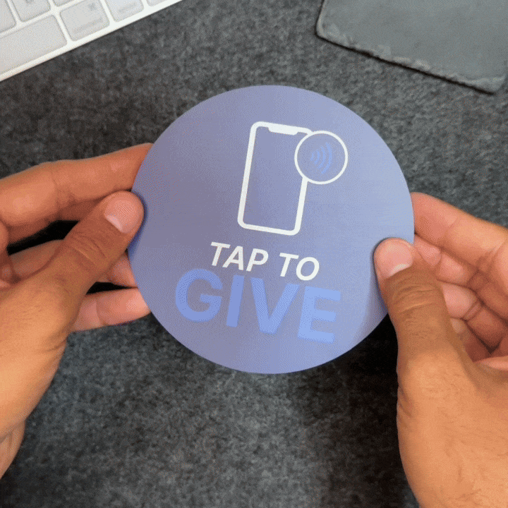 Tap church sign, tap to give, tap sign for church seating