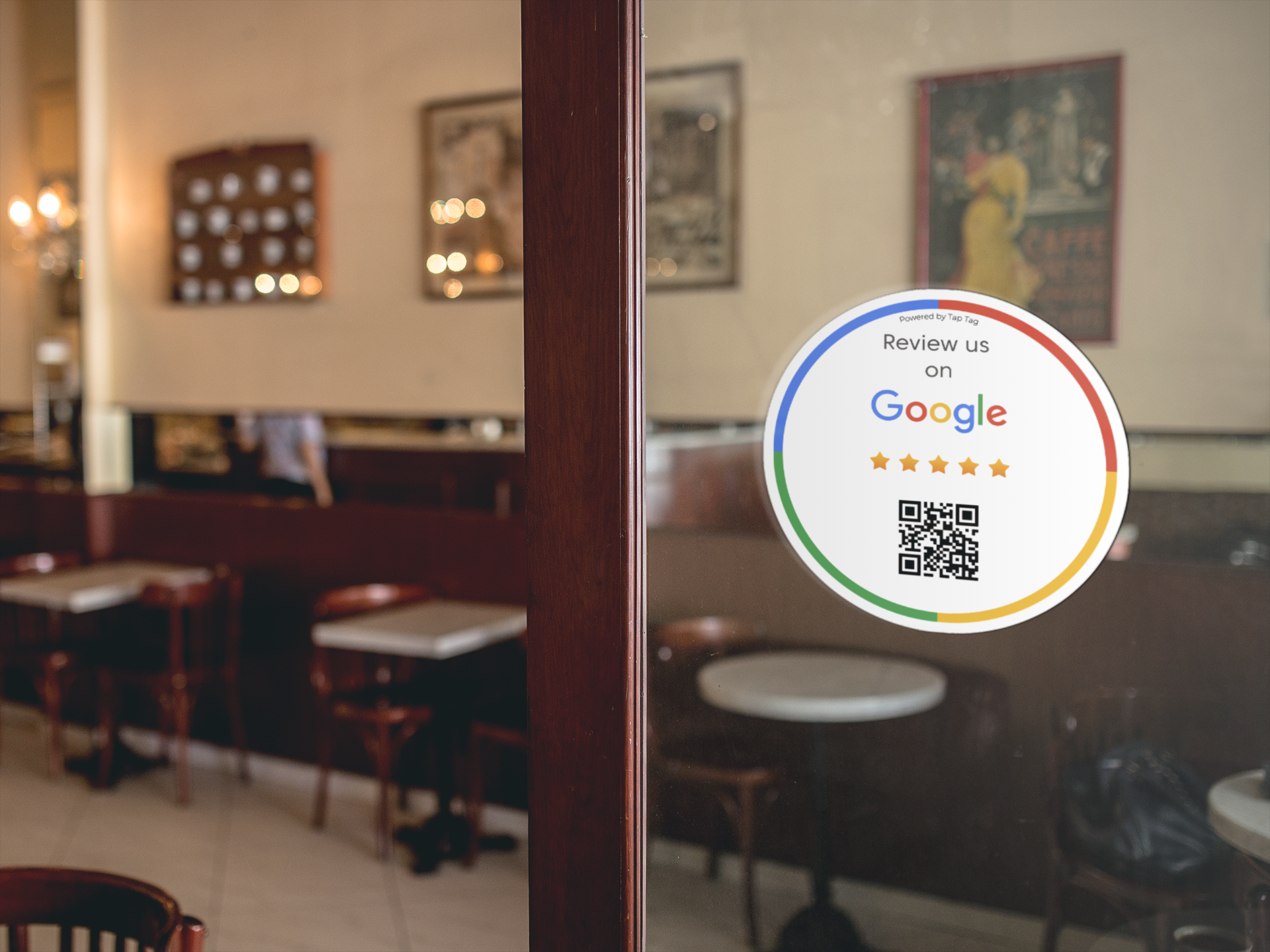 Google Stickers with QR code to leave google reviews.