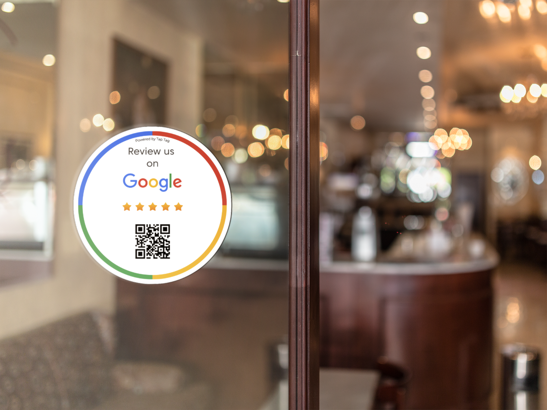 Google Stickers with QR code to leave google reviews.