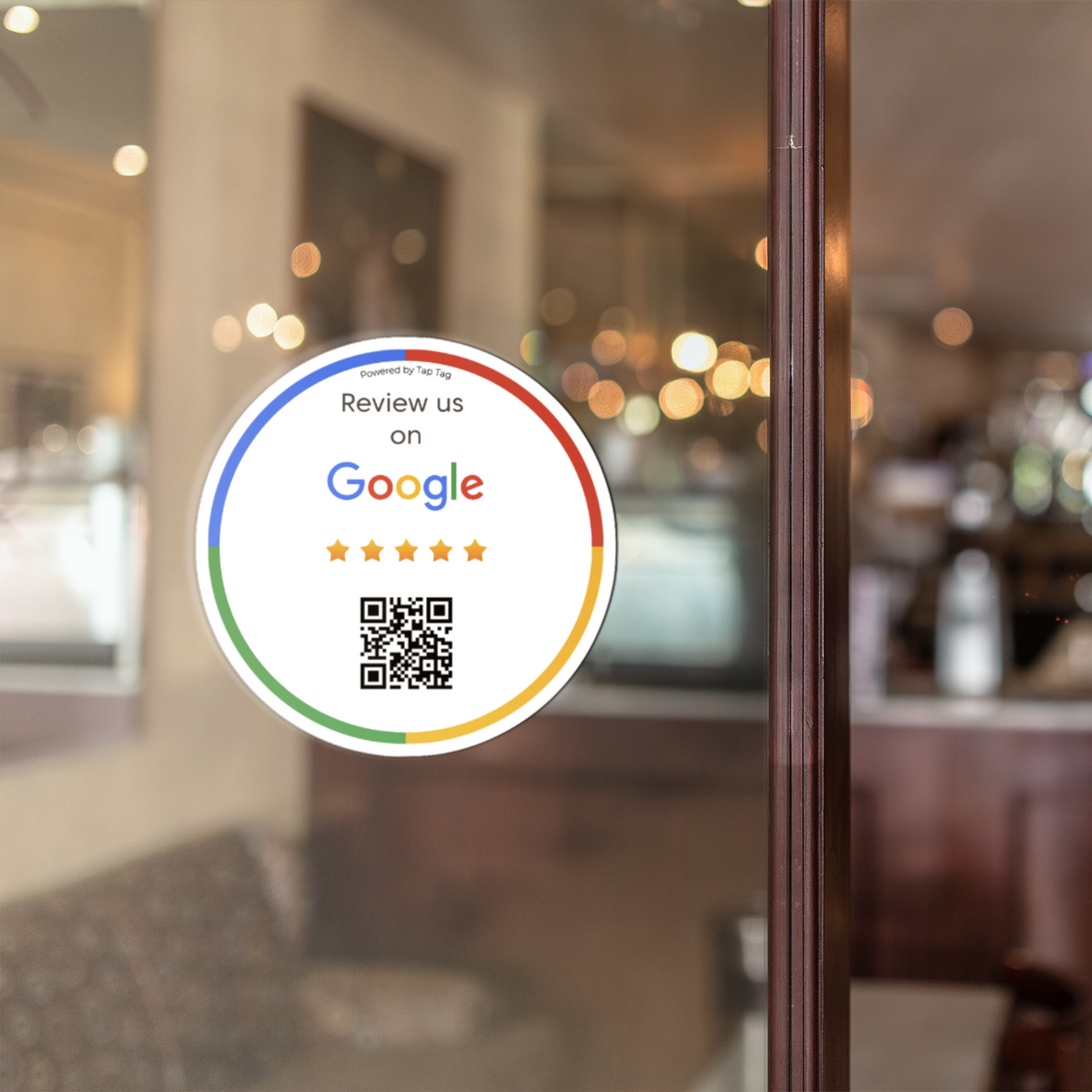 Google Stickers with QR code to leave google reviews.