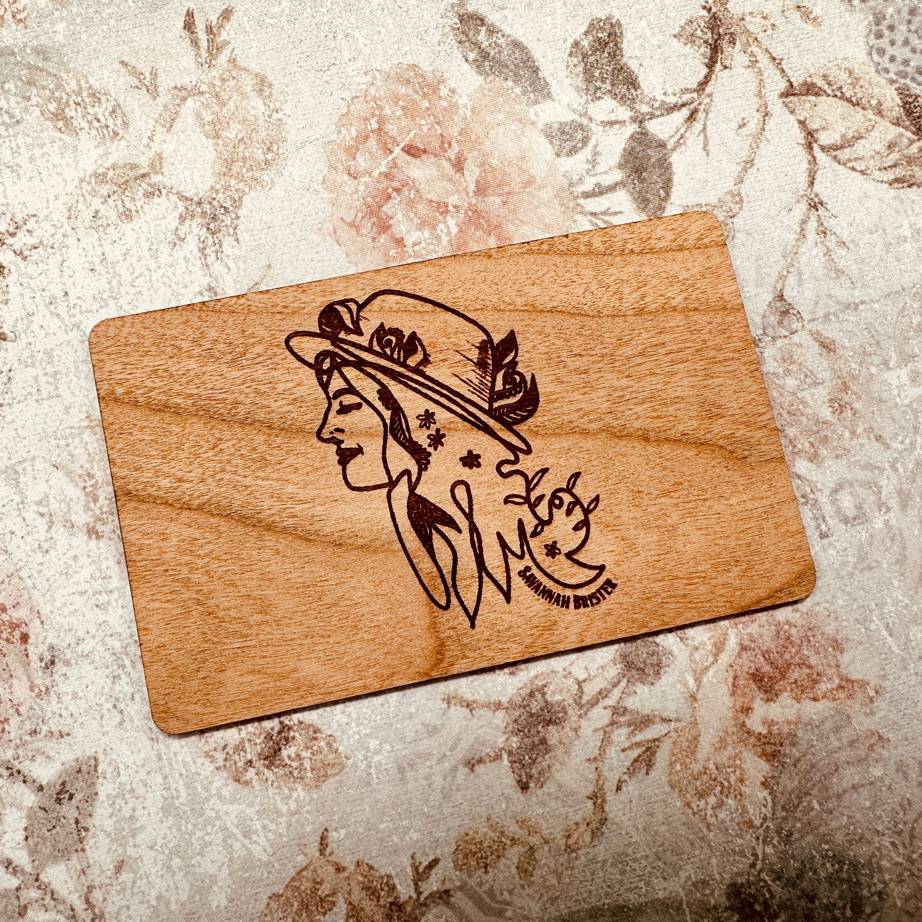 Custom Cherry wood nfc tap business card, tap to share contact info and digital profile. burn engrave