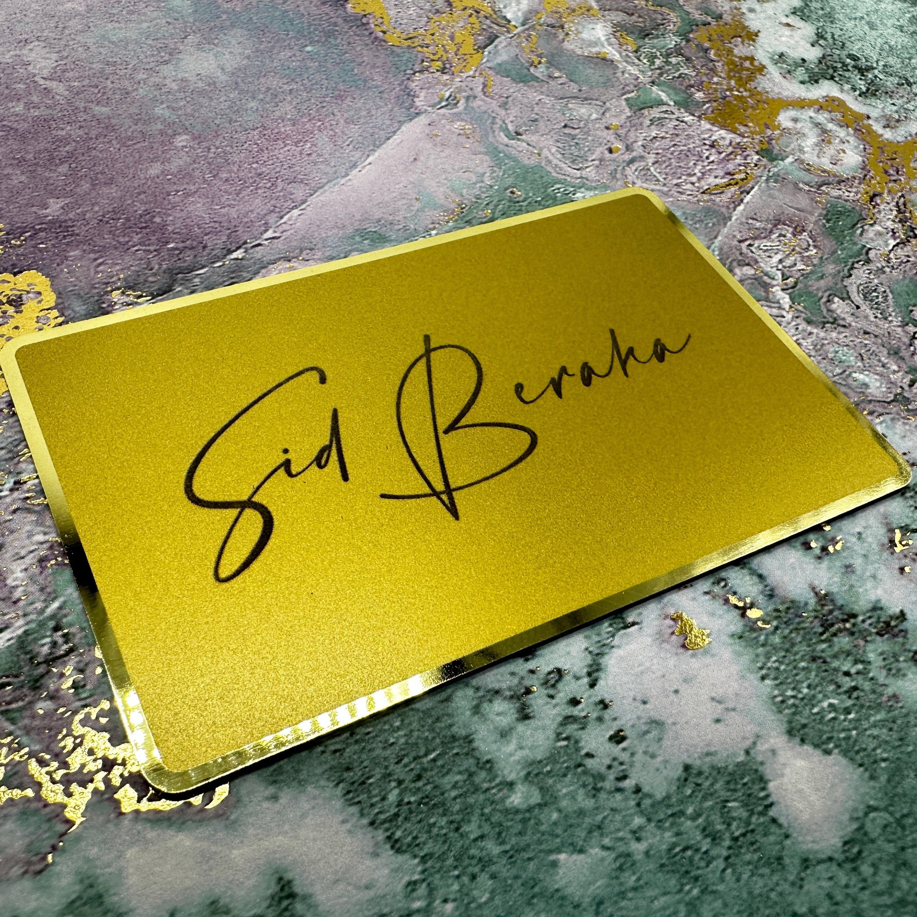 Custom gold plated nfc tap business card. tap to share contact info and digital profile