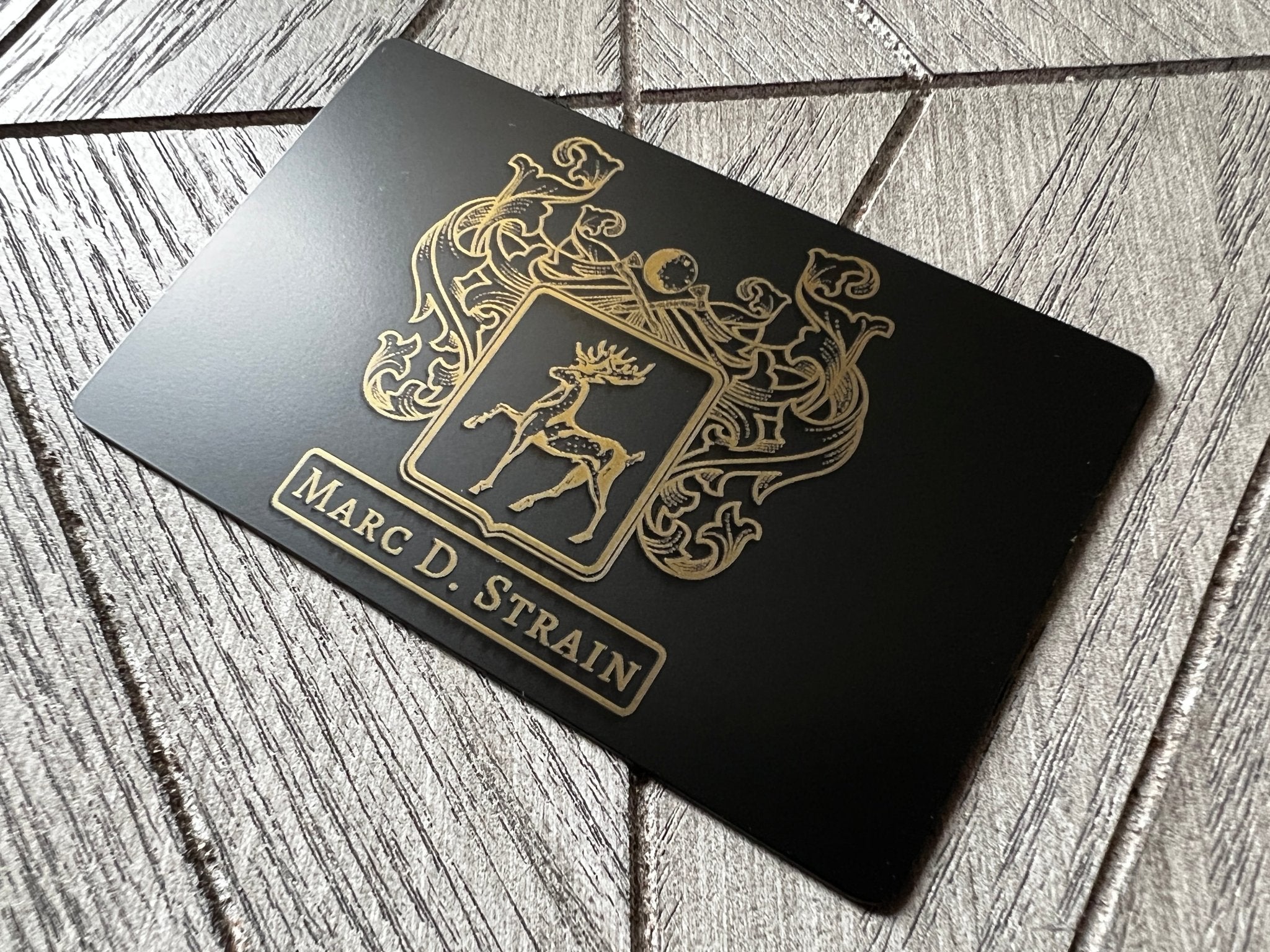 Custom Black metal tap NFC business card, gold engraving, tap to share contact card and digital business card. upload your own logo.
