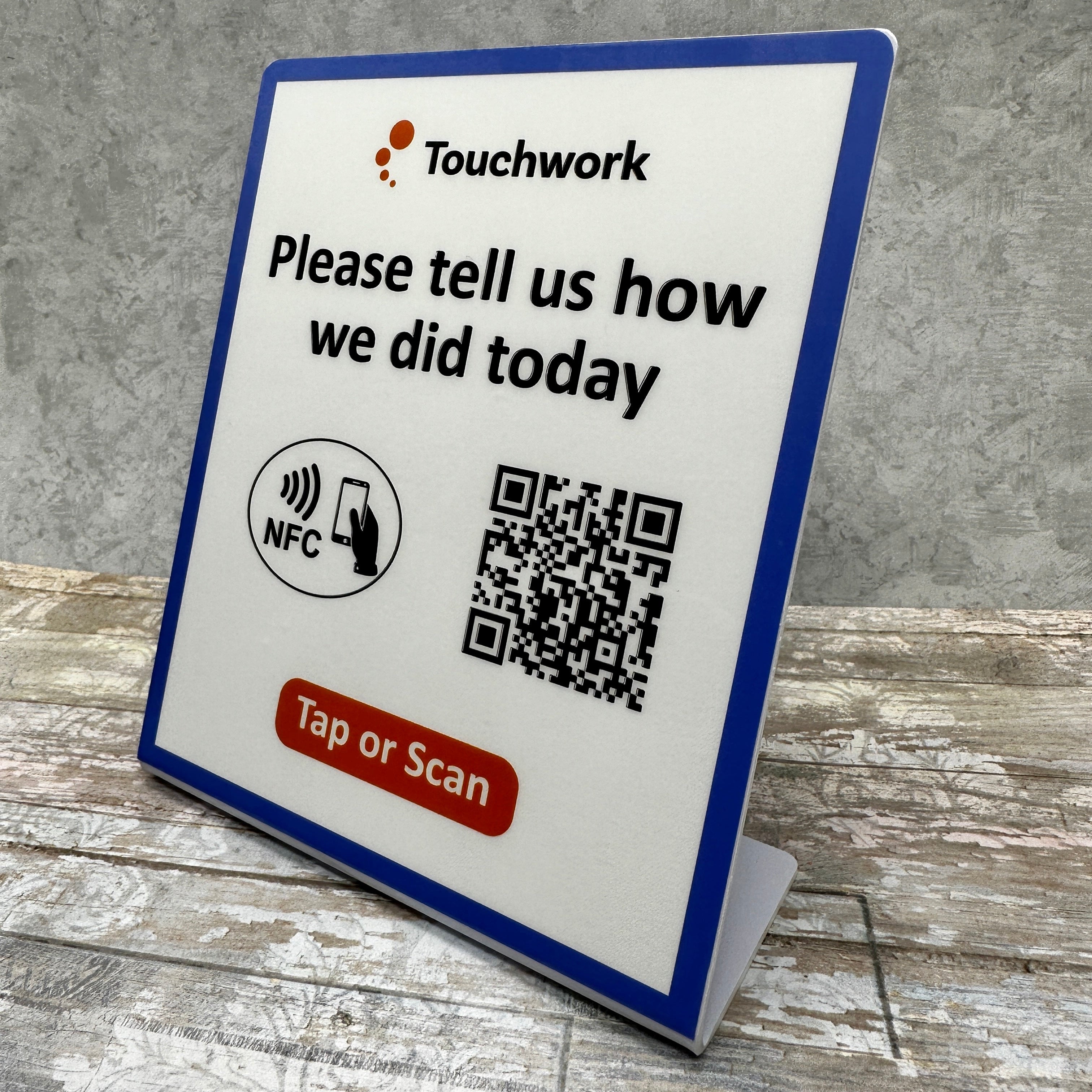 Church tap table sign. L-shaped tap sign for churches.