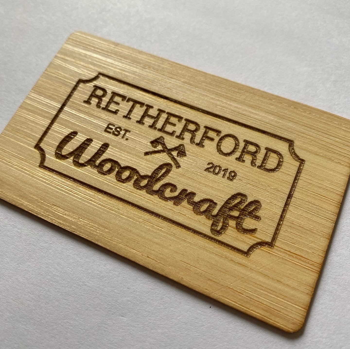 Custom Bamboo wood tap nfc business card. burn engraved logo and text. tap to share contact information and digital profile