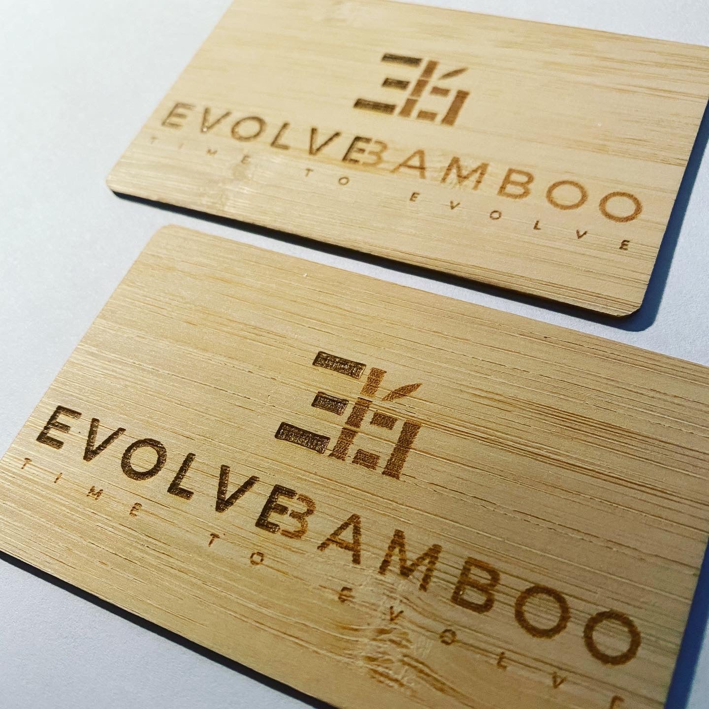 Custom Bamboo wood tap nfc business card. burn engraved logo and text. tap to share contact information and digital profile
