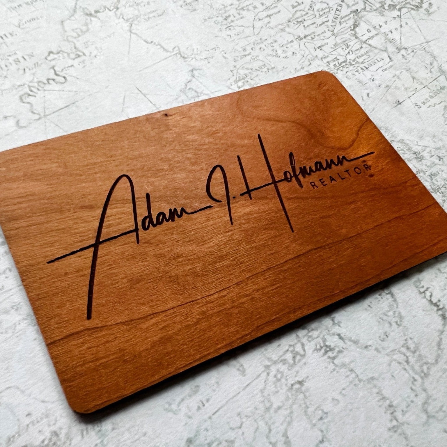 Custom Cherry wood nfc tap business card, tap to share contact info and digital profile. burn engrave