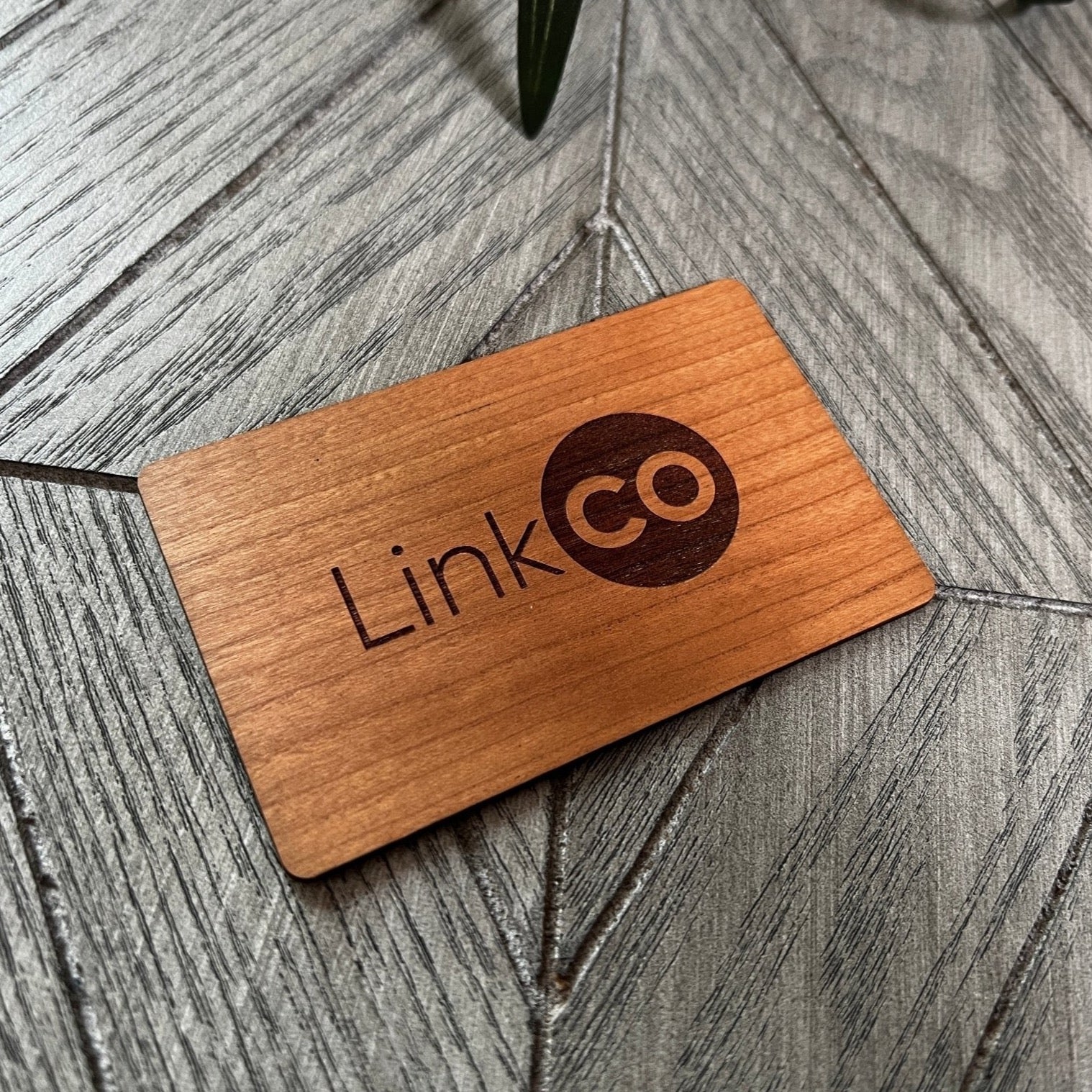 Custom Cherry wood nfc tap business card, tap to share contact info and digital profile. burn engrave