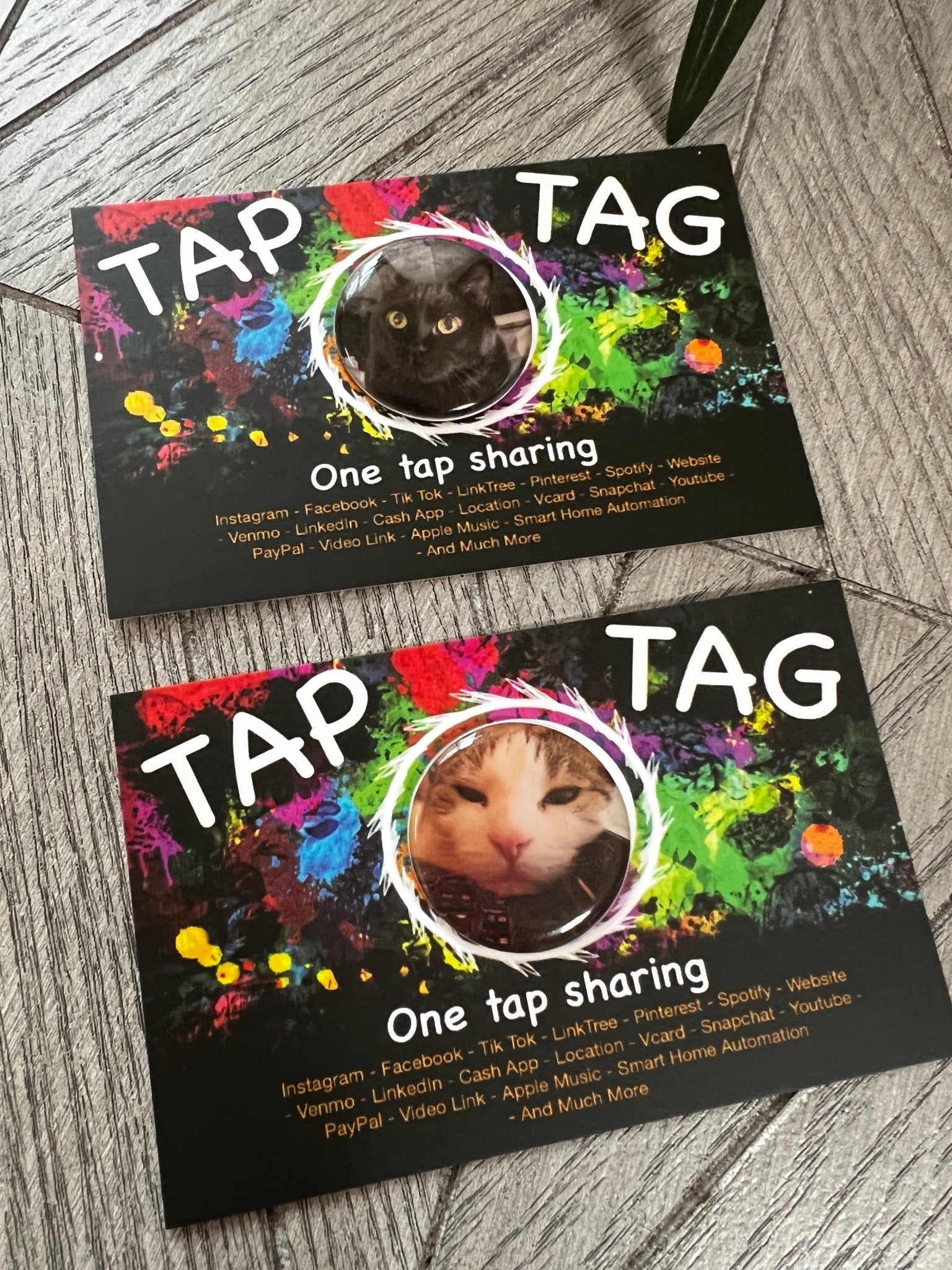 custom sticky dot nfc tap tag, tap tag sticks to back of bottom of phone. Tap to share contract info and digital profile