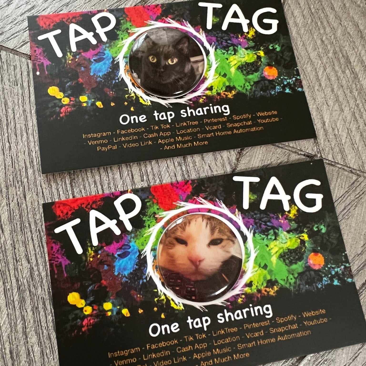 custom sticky dot nfc tap tag, tap tag sticks to back of bottom of phone. Tap to share contract info and digital profile