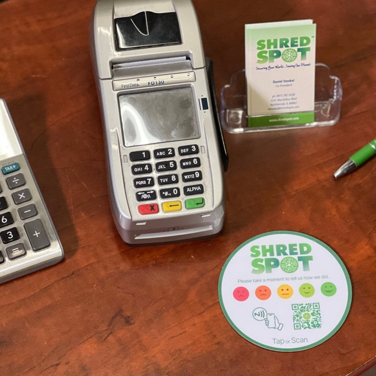 custom tap sticky counter sign plate. custom logo and qr, tap to share contact info and review site