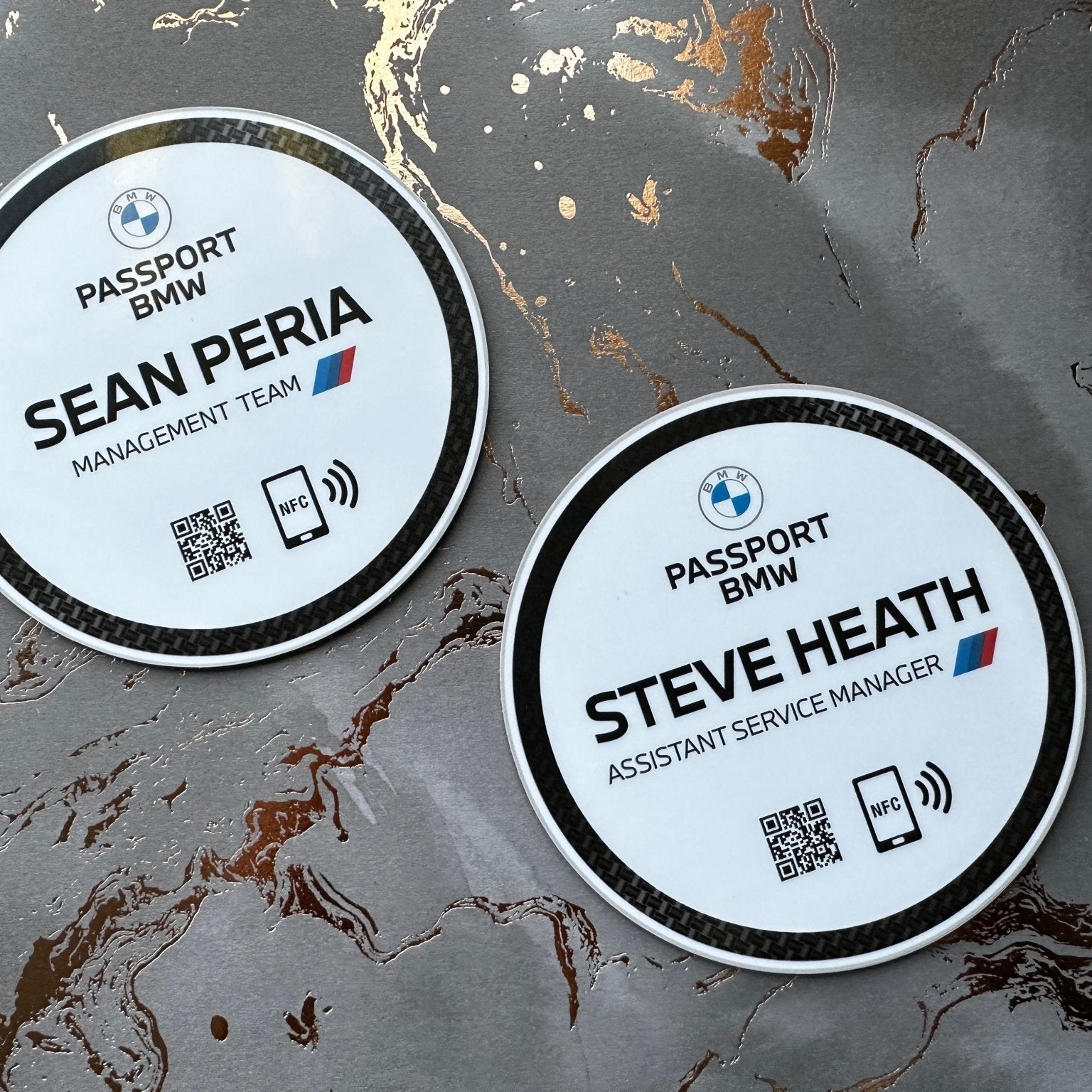 custom tap sticky counter sign plate. custom logo and qr, tap to share contact info and review site