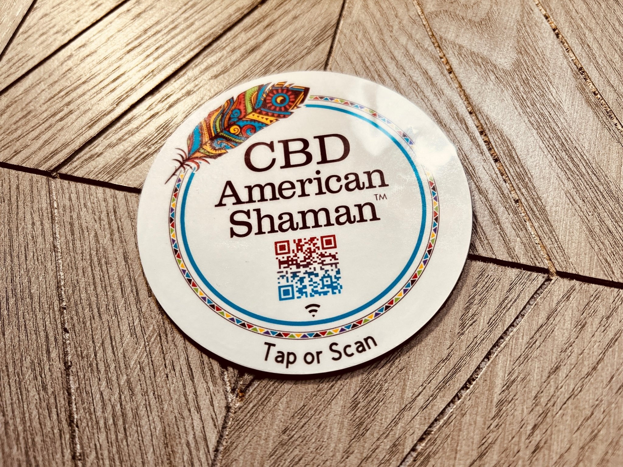 custom tap sticky counter sign plate. custom logo and qr, tap to share contact info and review site