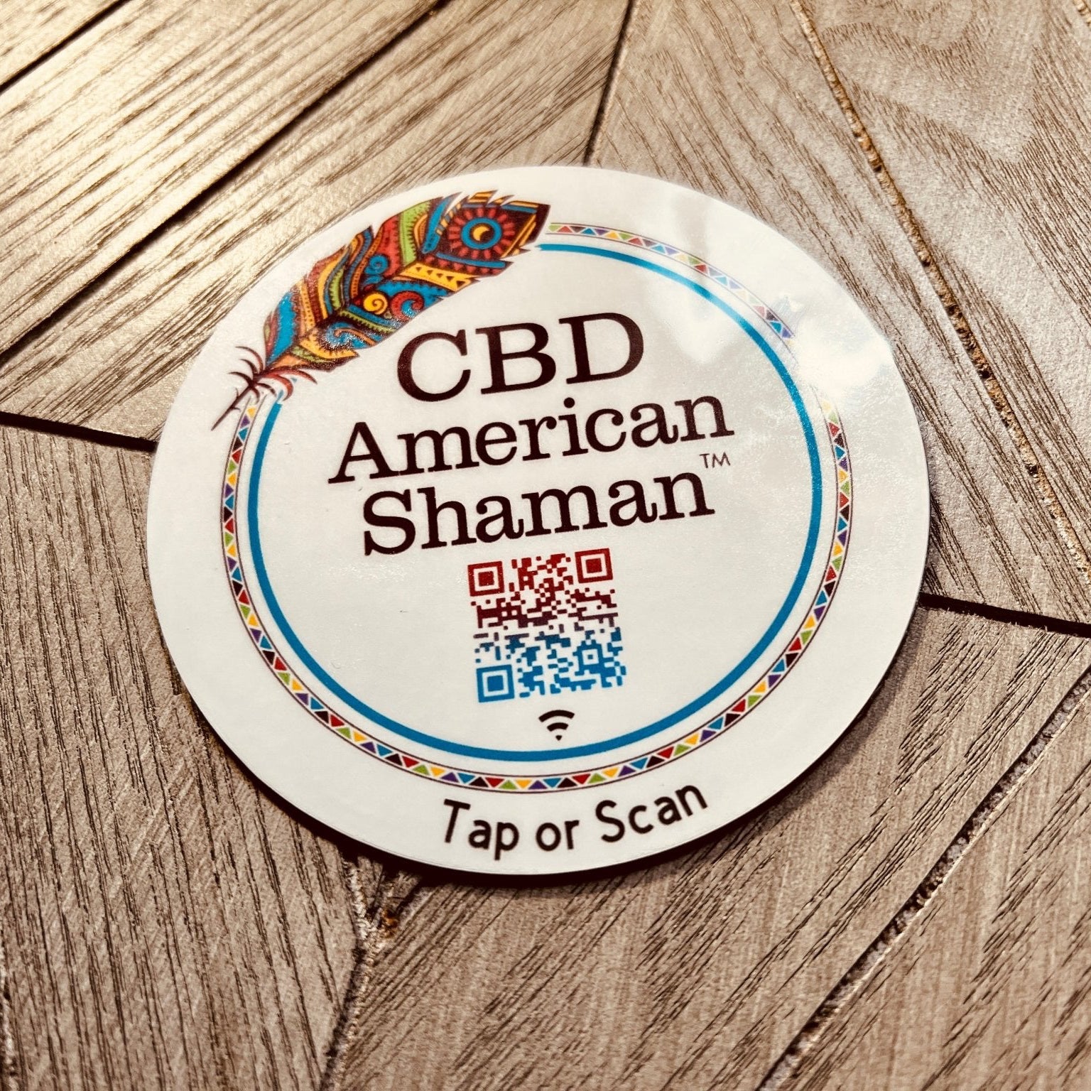 custom tap sticky counter sign plate. custom logo and qr, tap to share contact info and review site