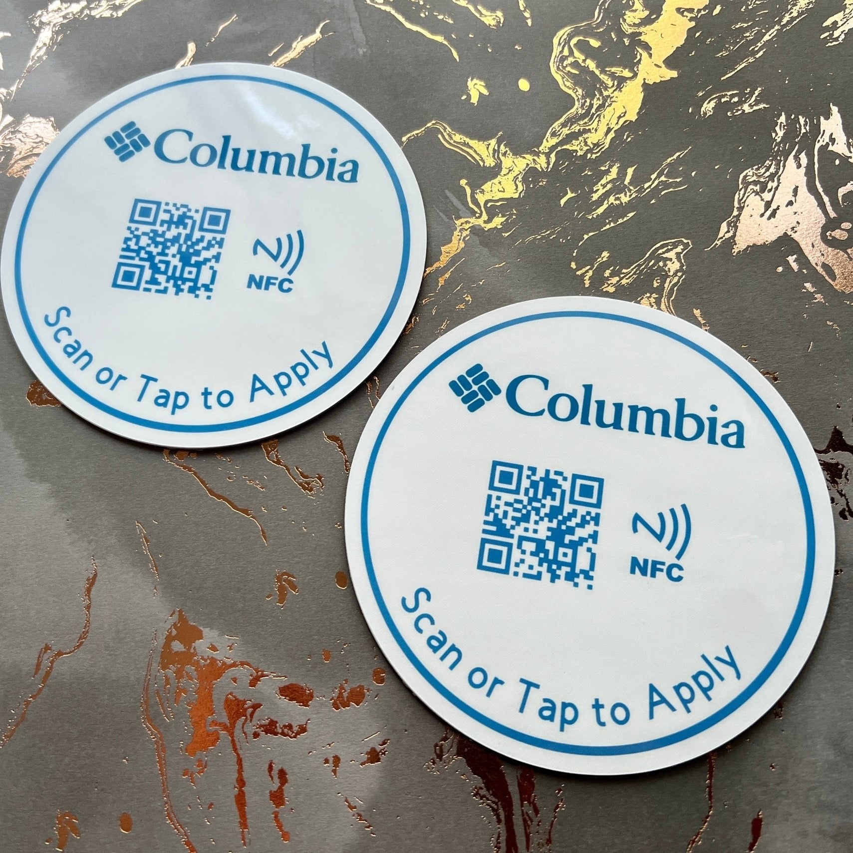 custom tap sticky counter sign plate. custom logo and qr, tap to share contact info and review site