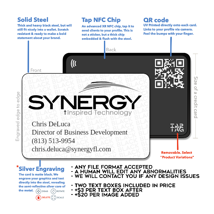 Matte Black Anodized Stainless Steel - Tap Business Card