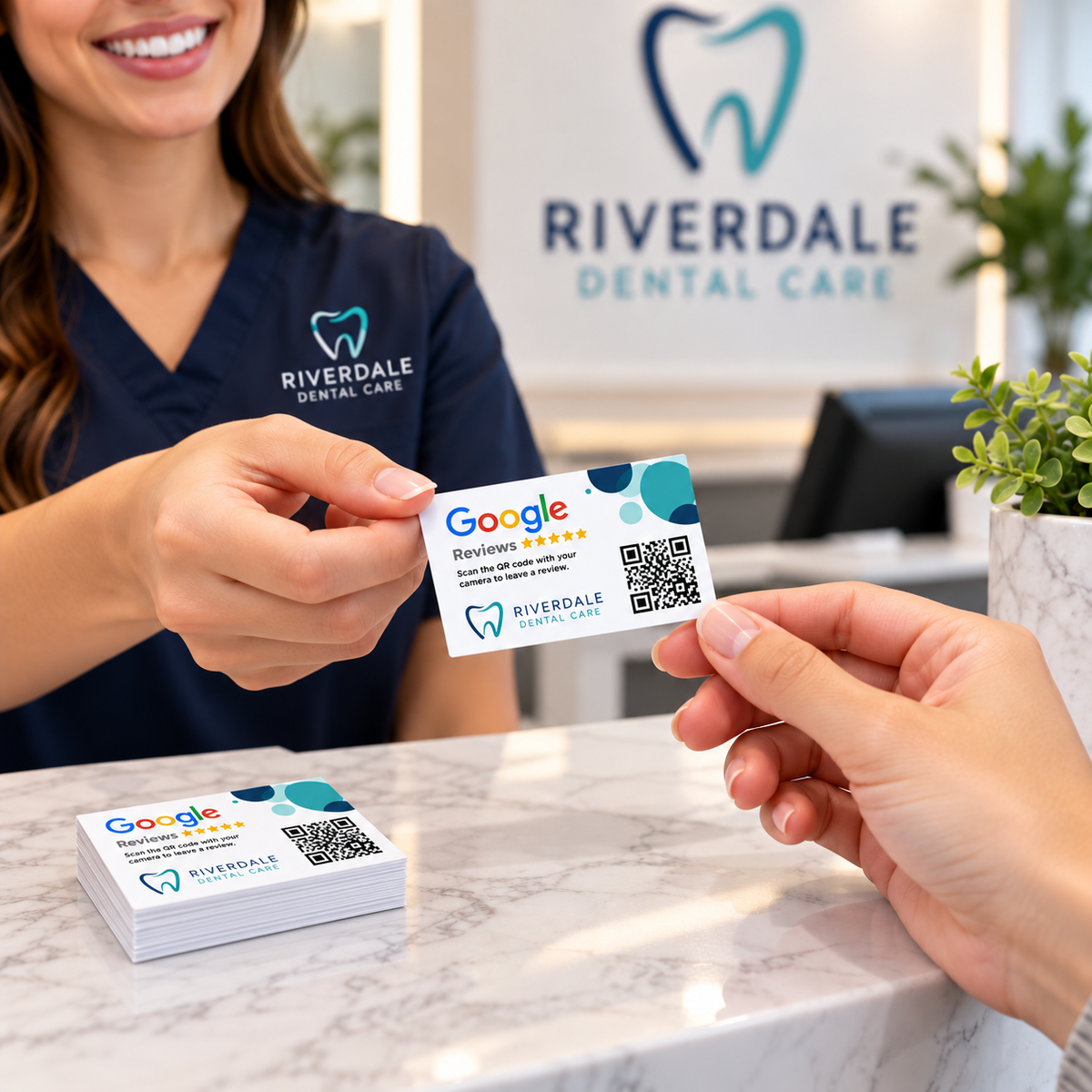 Custom paper handout Google review cards with QR code, sold in 500 or 1,000 packs