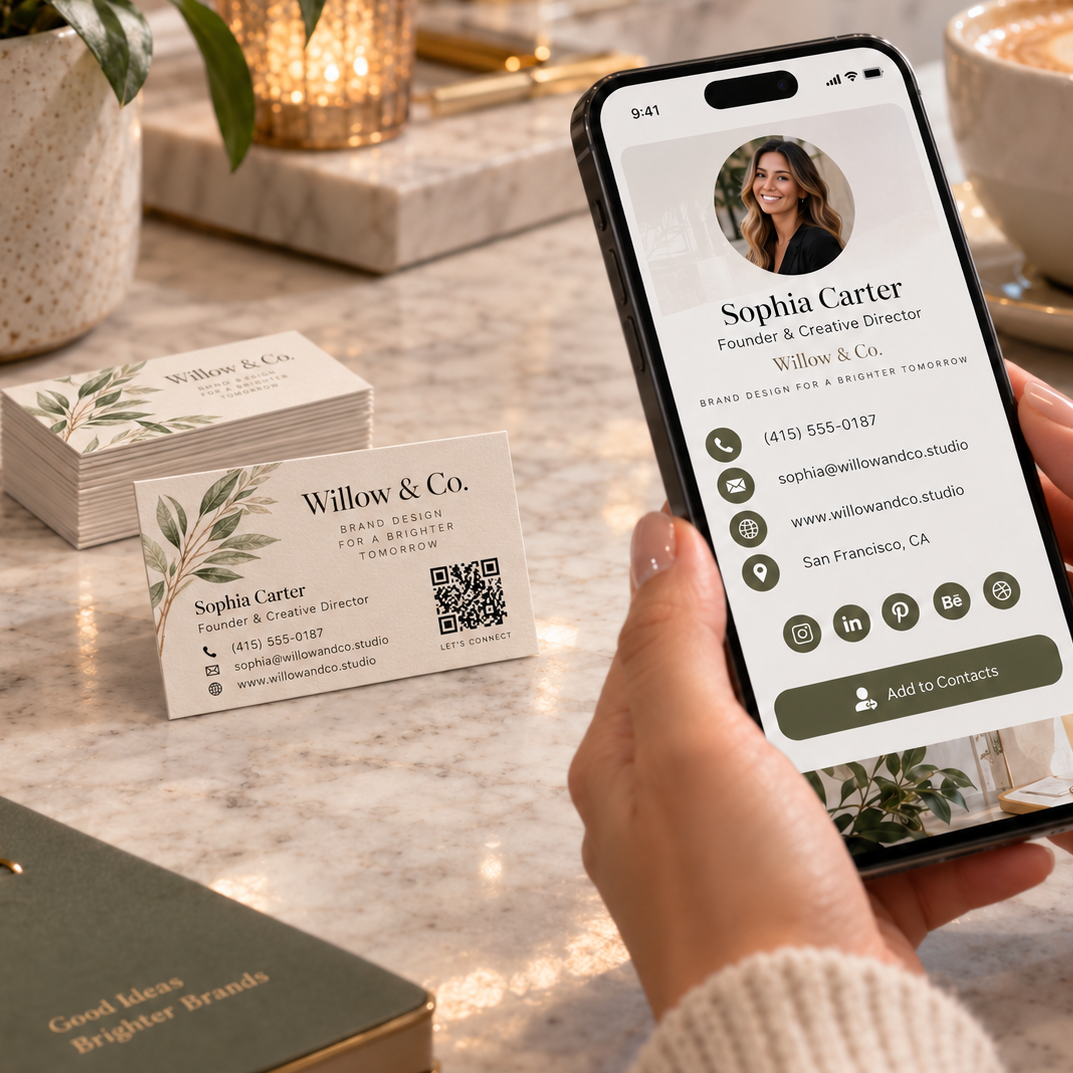 Paper QR code business cards that share you contact information when scanned. Fast turnaround and low prices. 