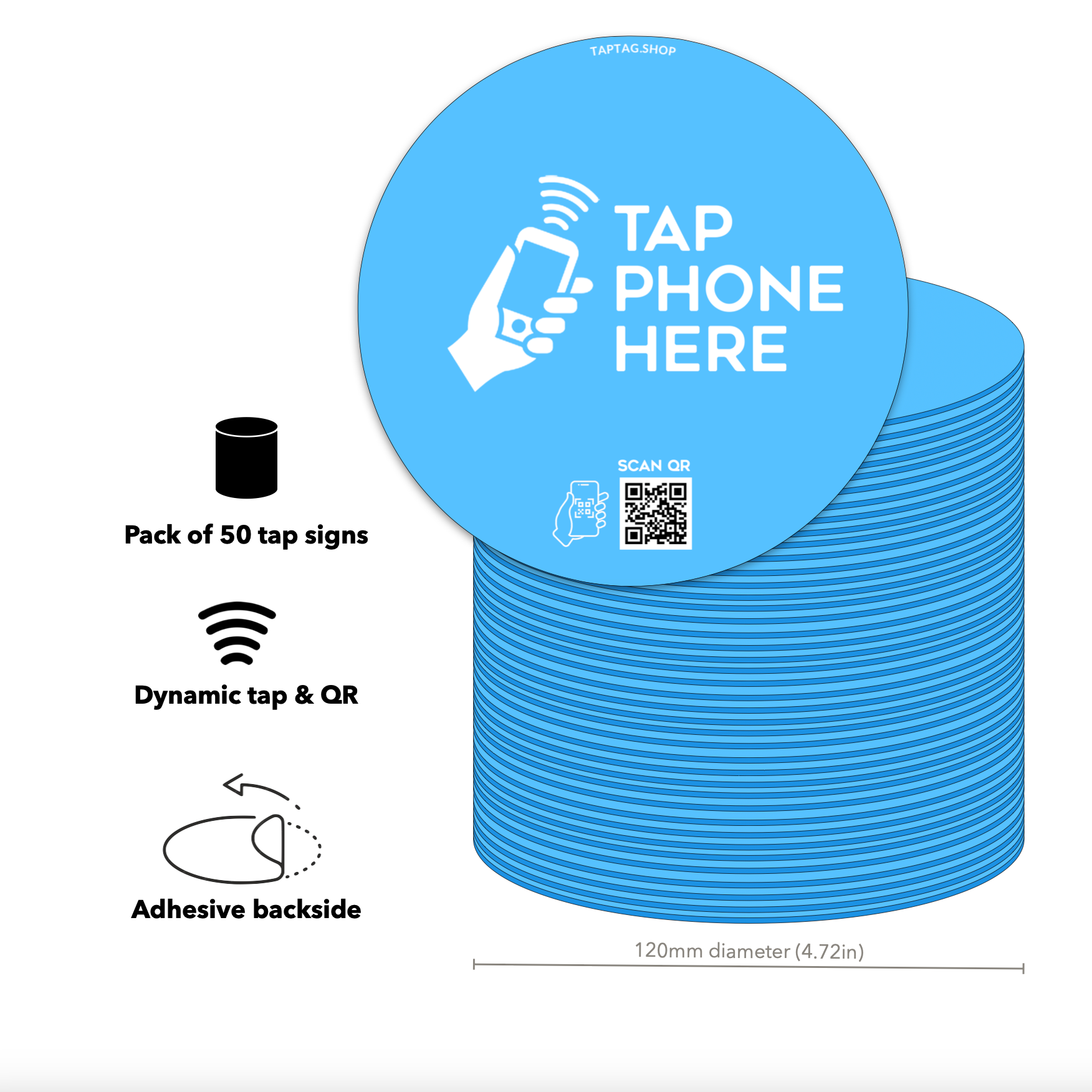 Sticky tap signs for fabric chairs and seating for churches. Best sign for churches. Tap NFC and QR code