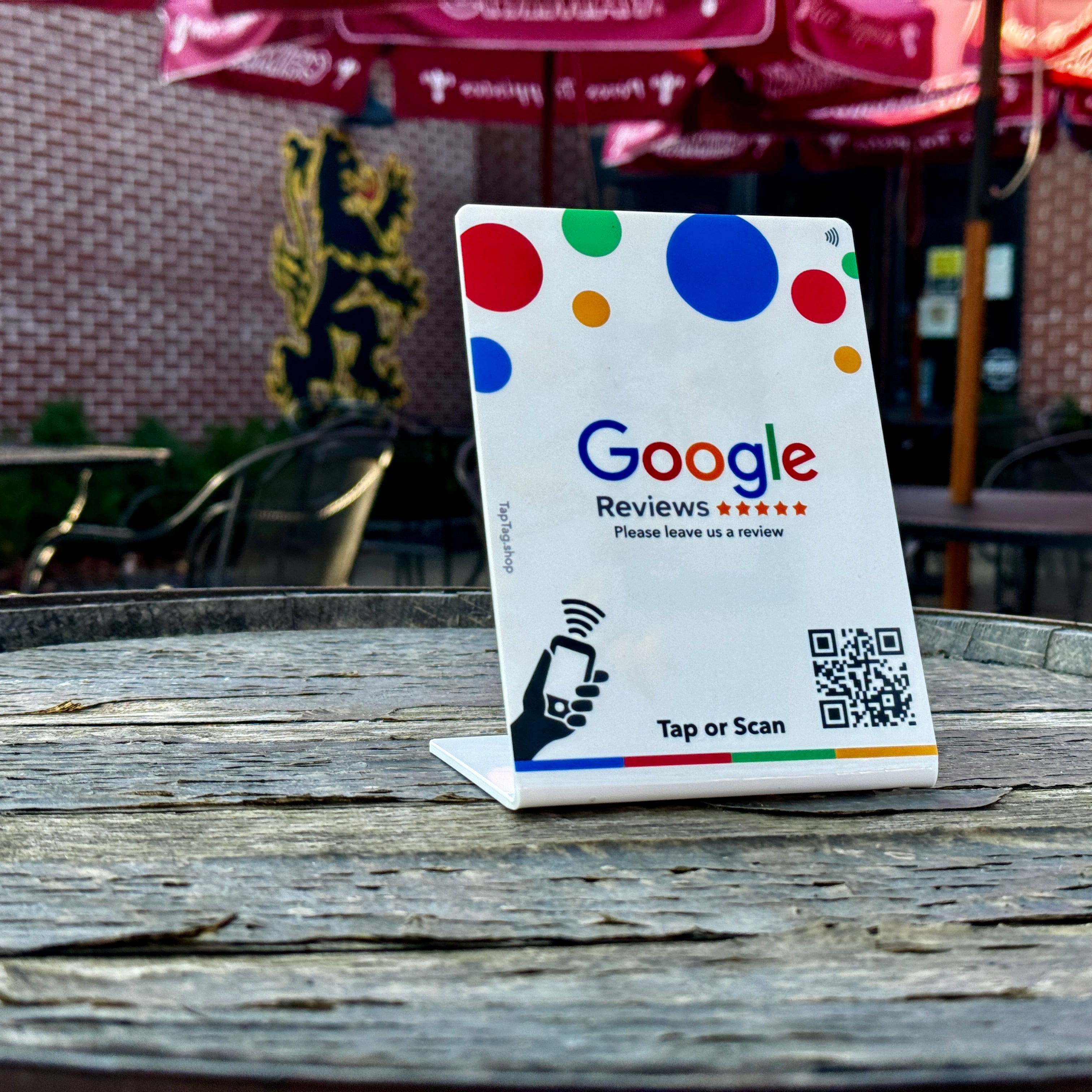 Google QR Tap Review Standup Sign