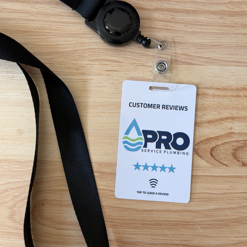 Custom tap lanyard to capture reviews. Tap to a smartphone to get google reviews. Customize with your own logo or graphics. NFC technology with lanyard. 