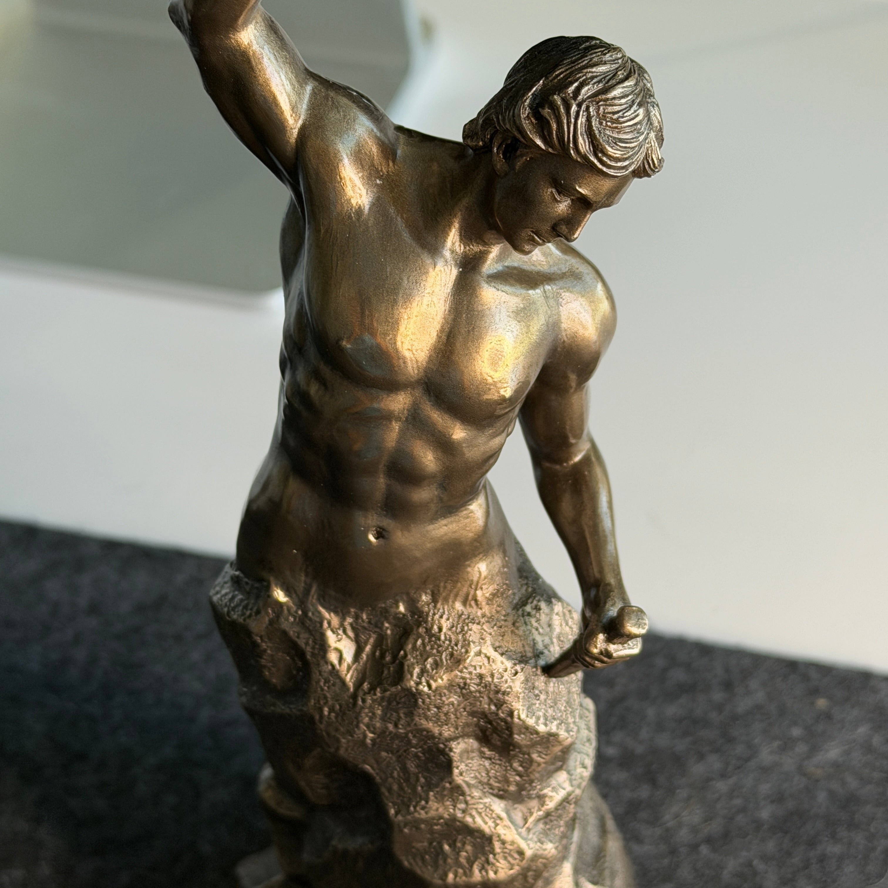 Self made man statue, gift for entrepreneurs and business professionals. Man chiseling himself. Man building himself. Figurine stature. 