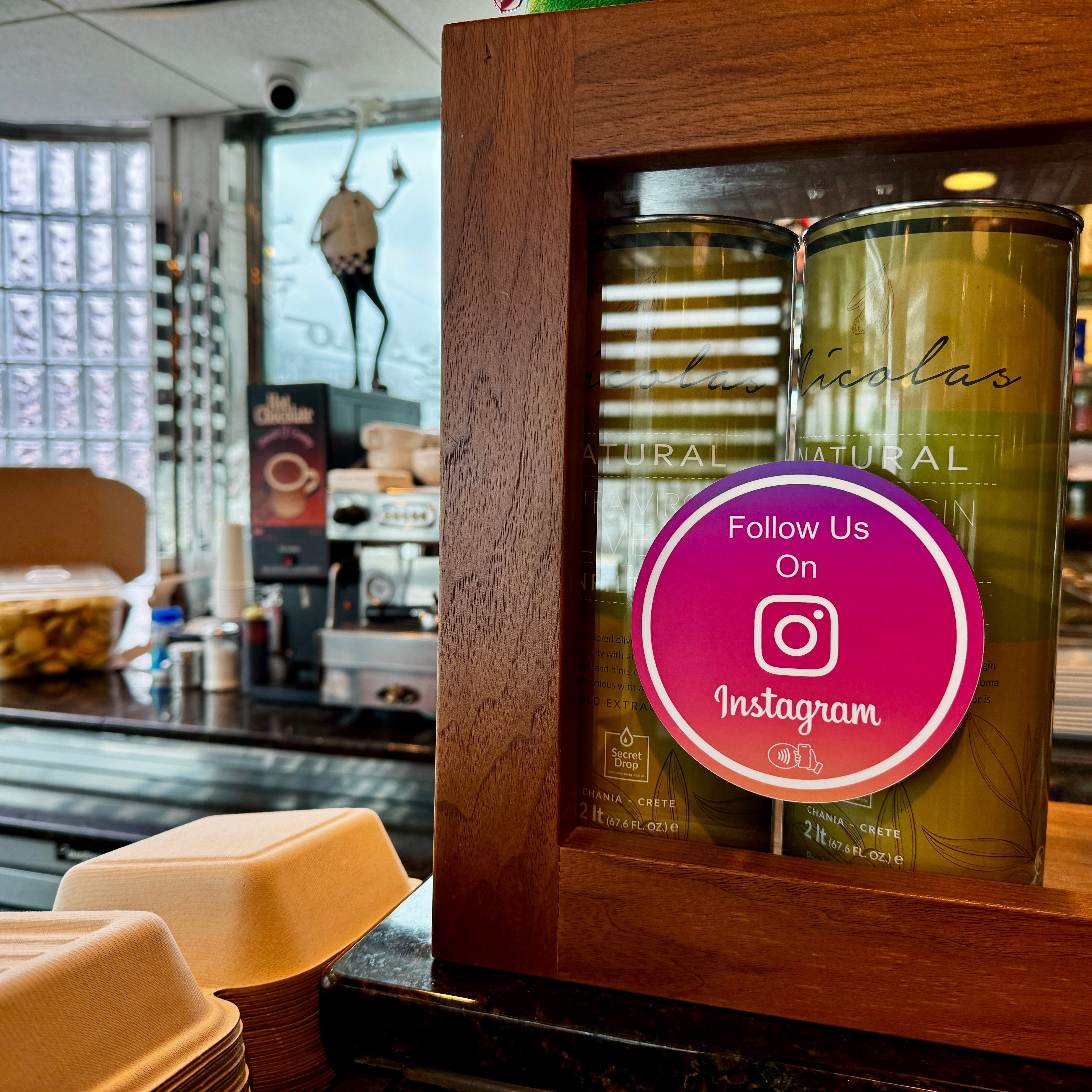 Tap instagram sign. Tap NFC sticky sign for instagram 