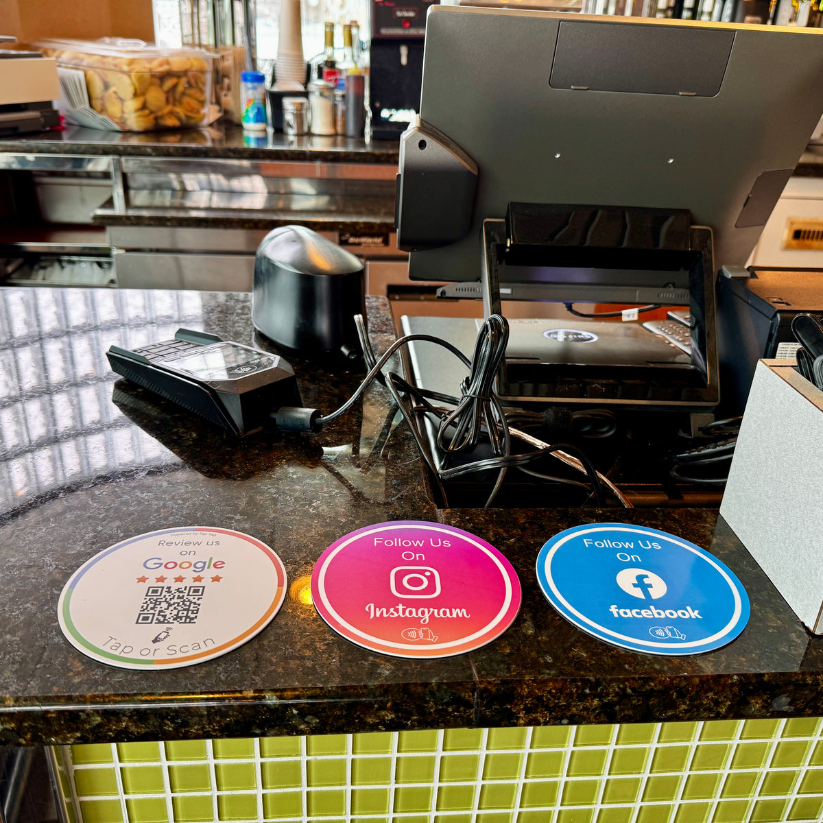 Tap Tag Samples Tap Google Review Sign | Tap Tag | Sticky Counter Storefront Plates