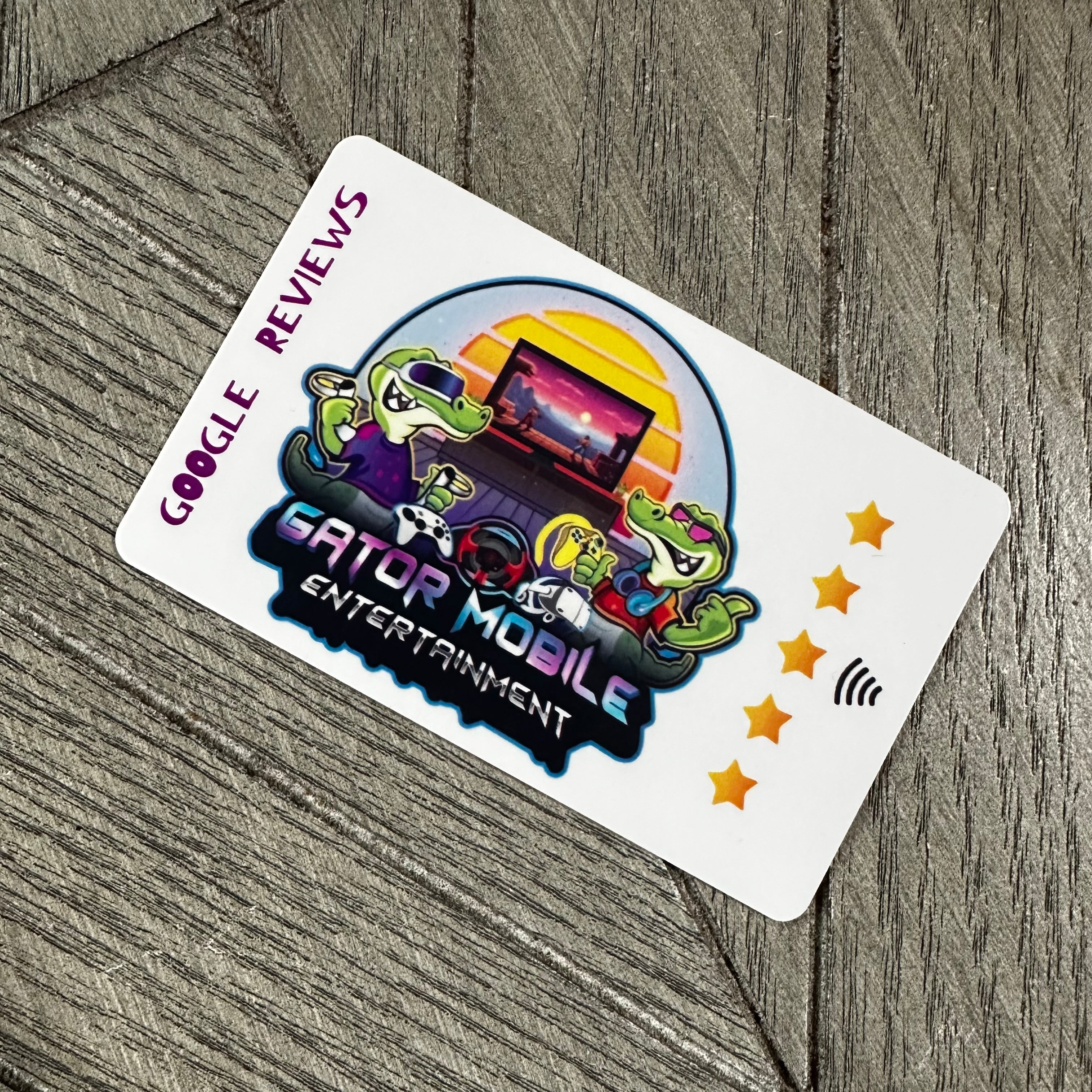 Custom google card where you can upload your own logo. Custom tap review card