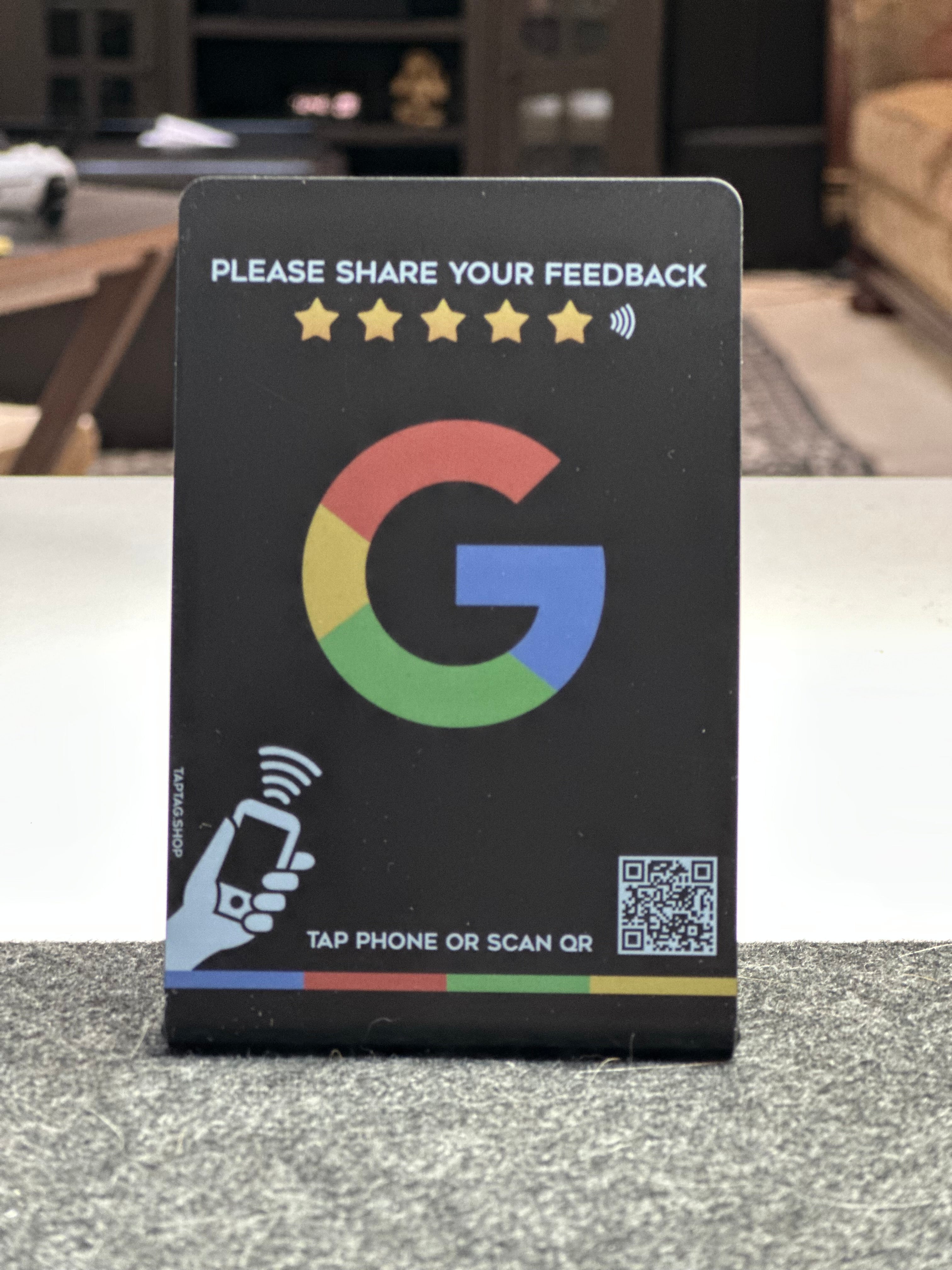 Black Google Tap QR Review Standup Sign