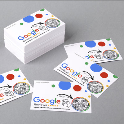 Paper google review cards to handout to capture google reviews