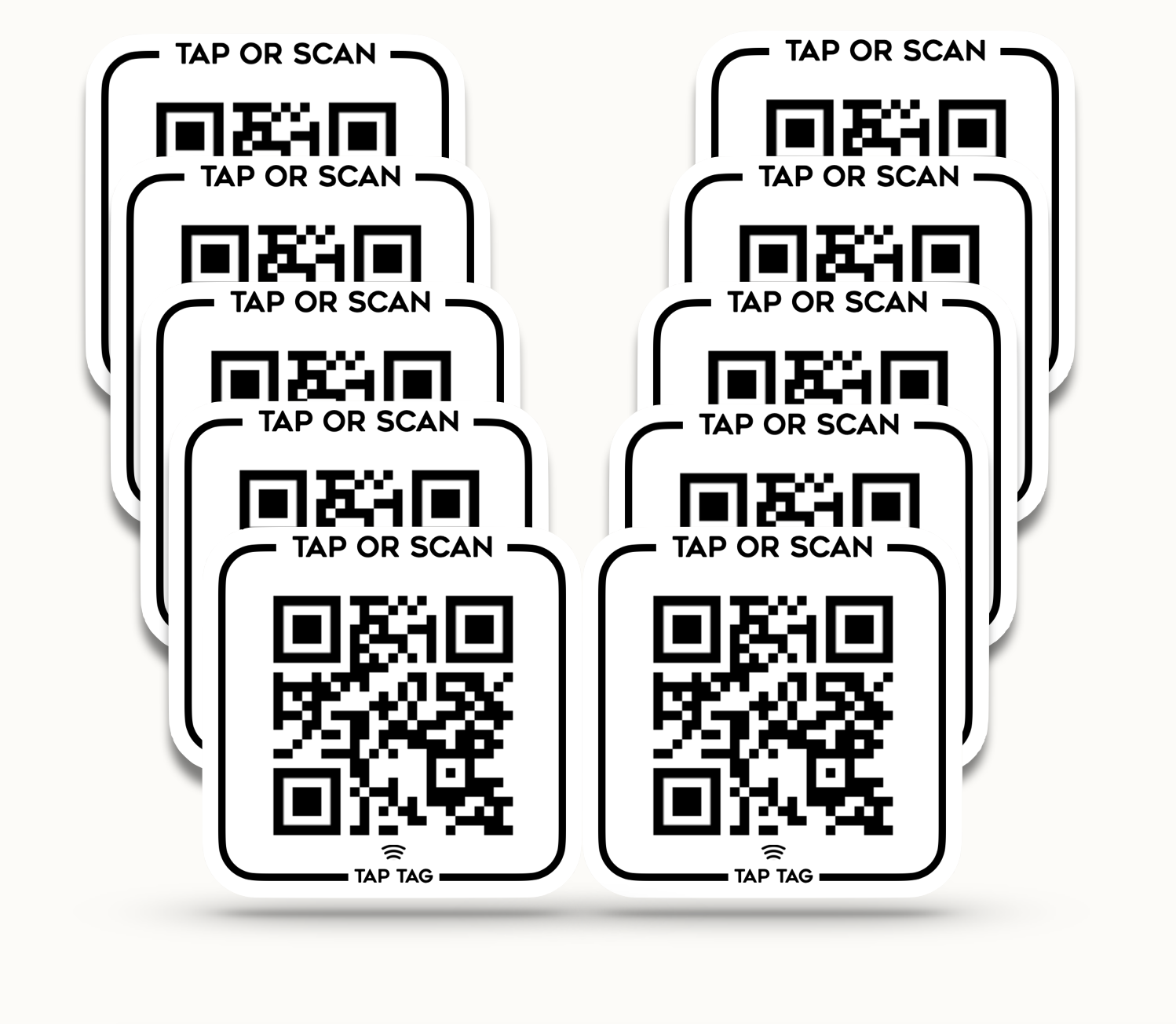 Paquete de pegatinas QR NFC: toque o escanee