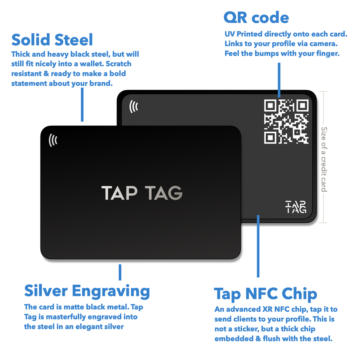 Tap Tag Classic Metal Tap Card | Tap Business Card with QR Code