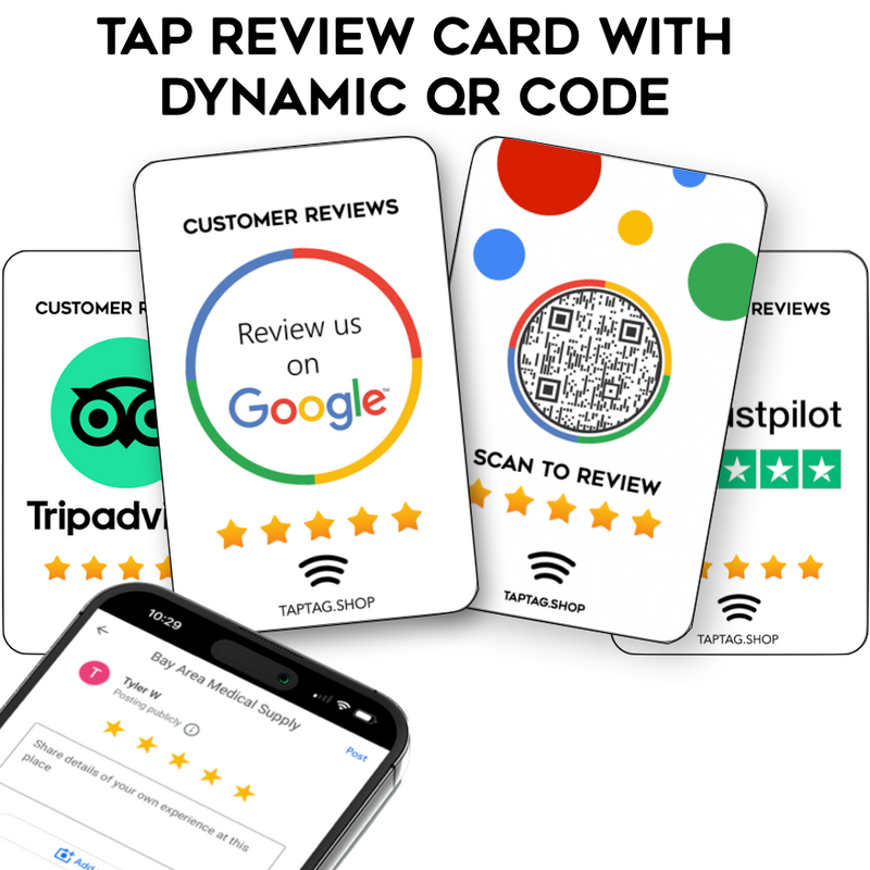 Tap Tag Review Card with QR | Google, Trustpilot, TripAdvisor Reviews