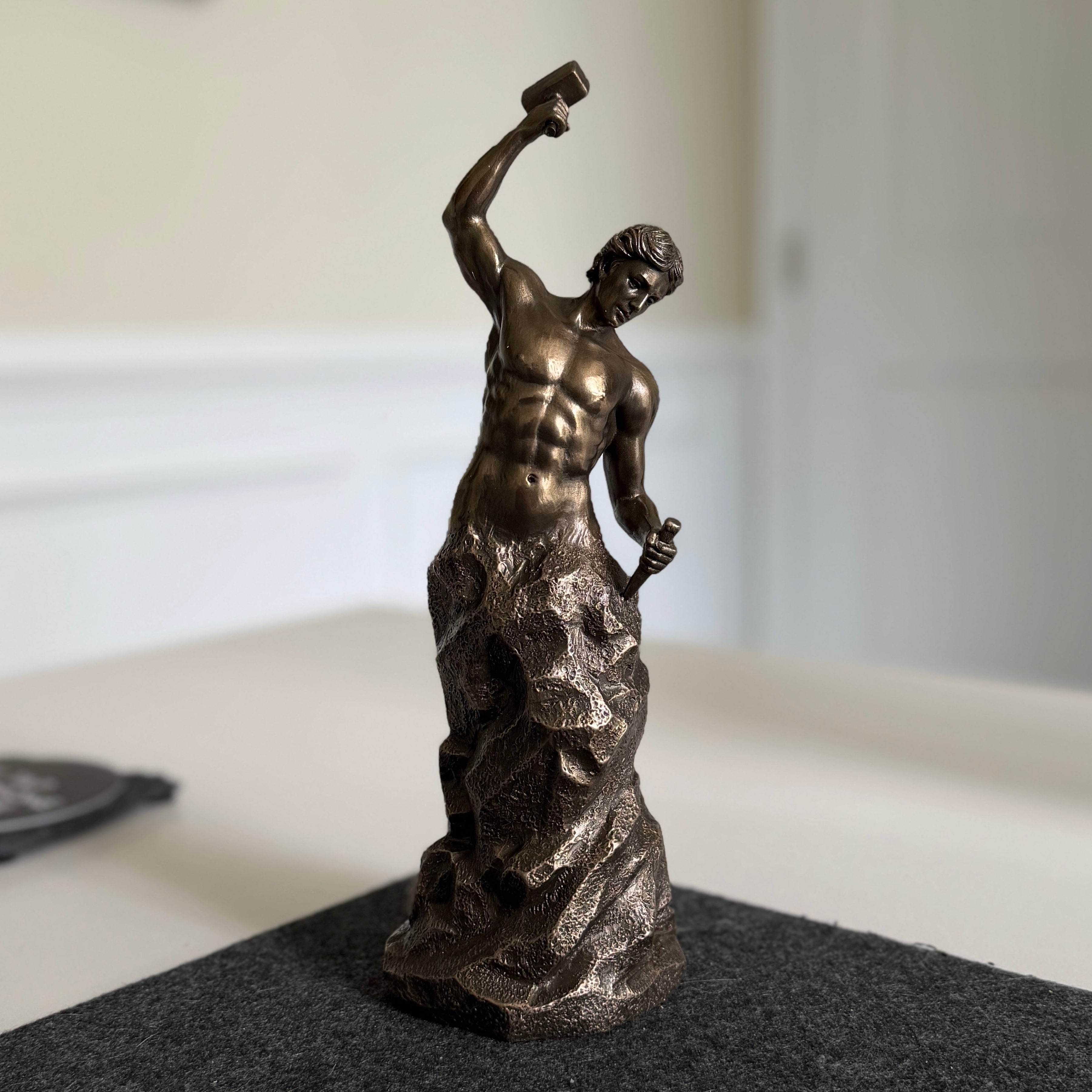 Self made man statue, gift for entrepreneurs and business professionals. Man chiseling himself. Man building himself. Figurine stature. 