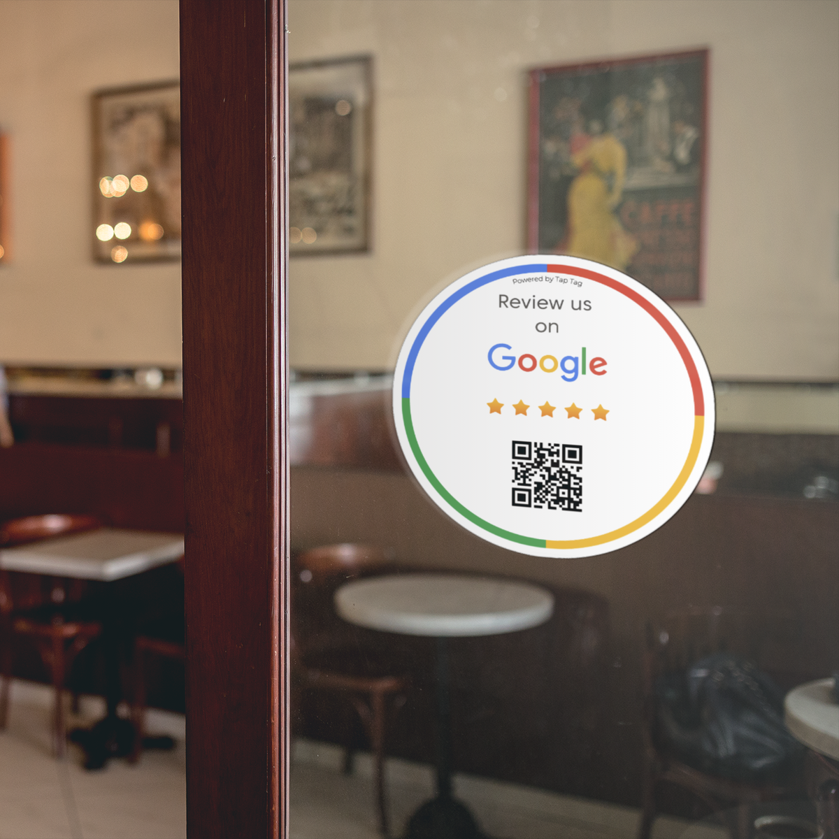 Google Stickers with QR code to leave google reviews. 