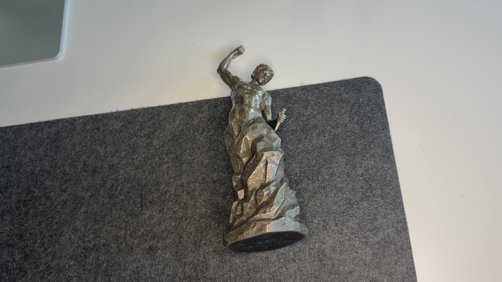  Video of self made man statue, gift for entrepreneurs and business professionals. Man chiseling himself. Man building himself. Figurine stature. 